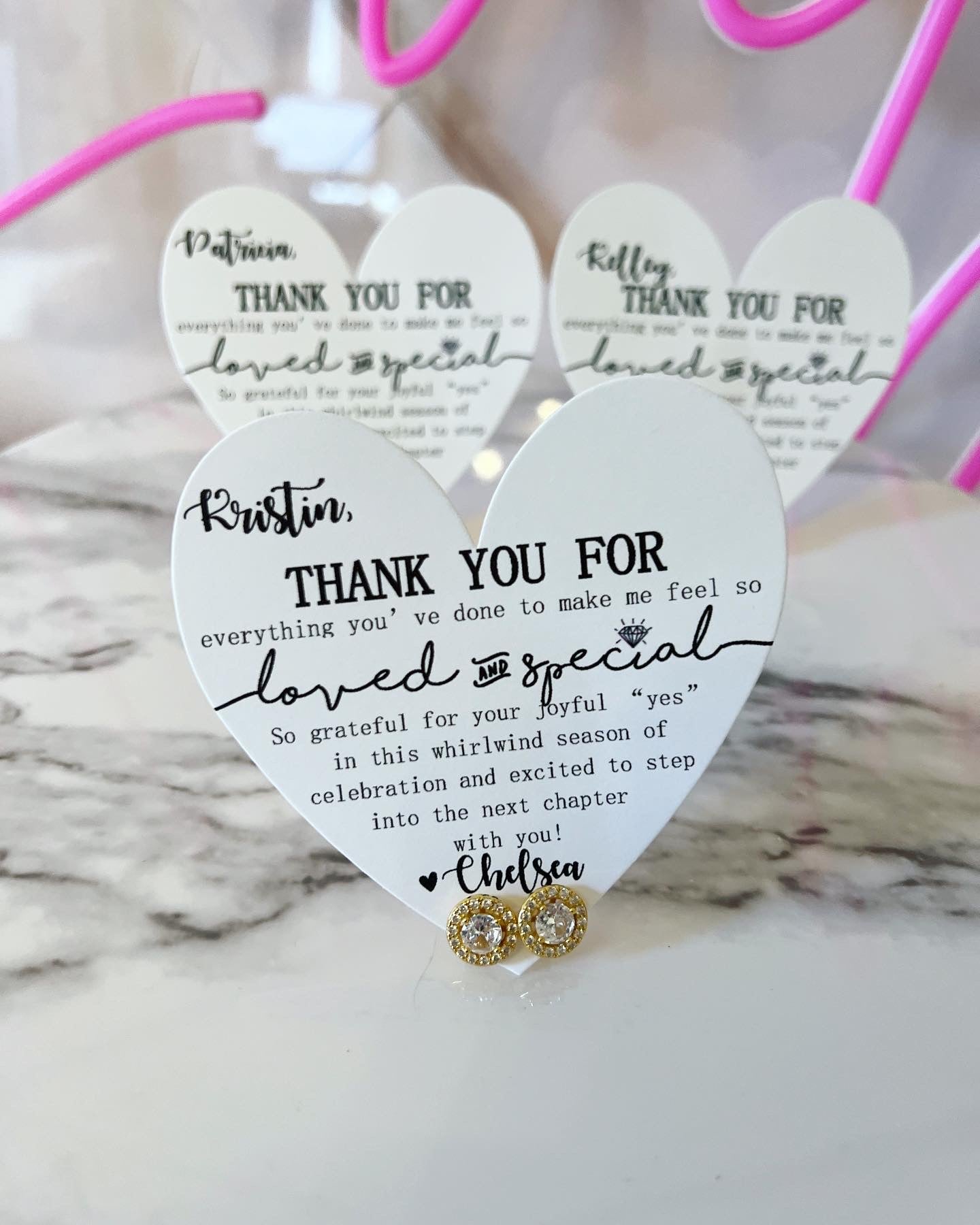 Loved and Special Bridal party earrings House Party, NON- Tarnish, hypoallergenic!