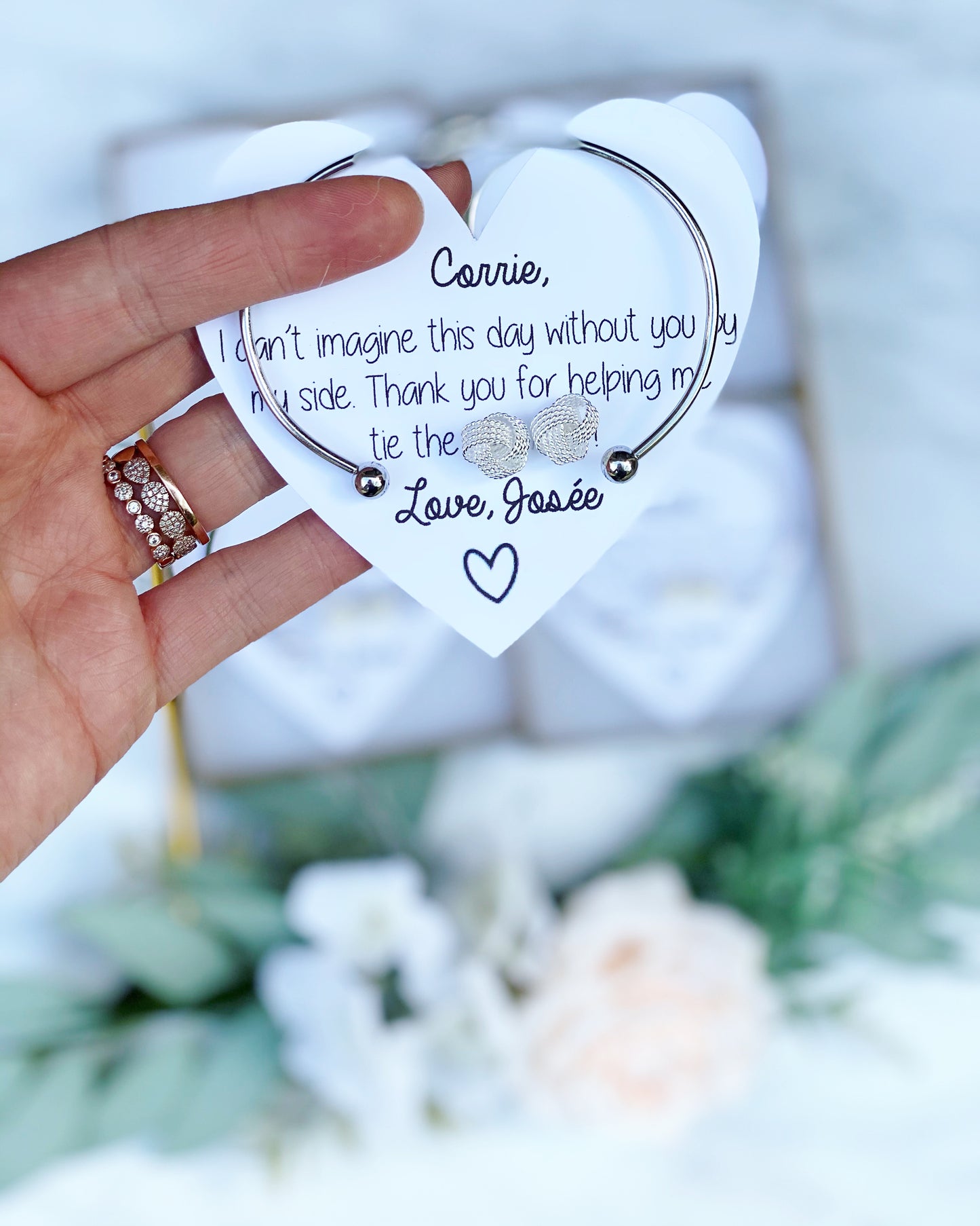 I Can KNOT Tie The KNOT Without You Earrings and Bangle Set