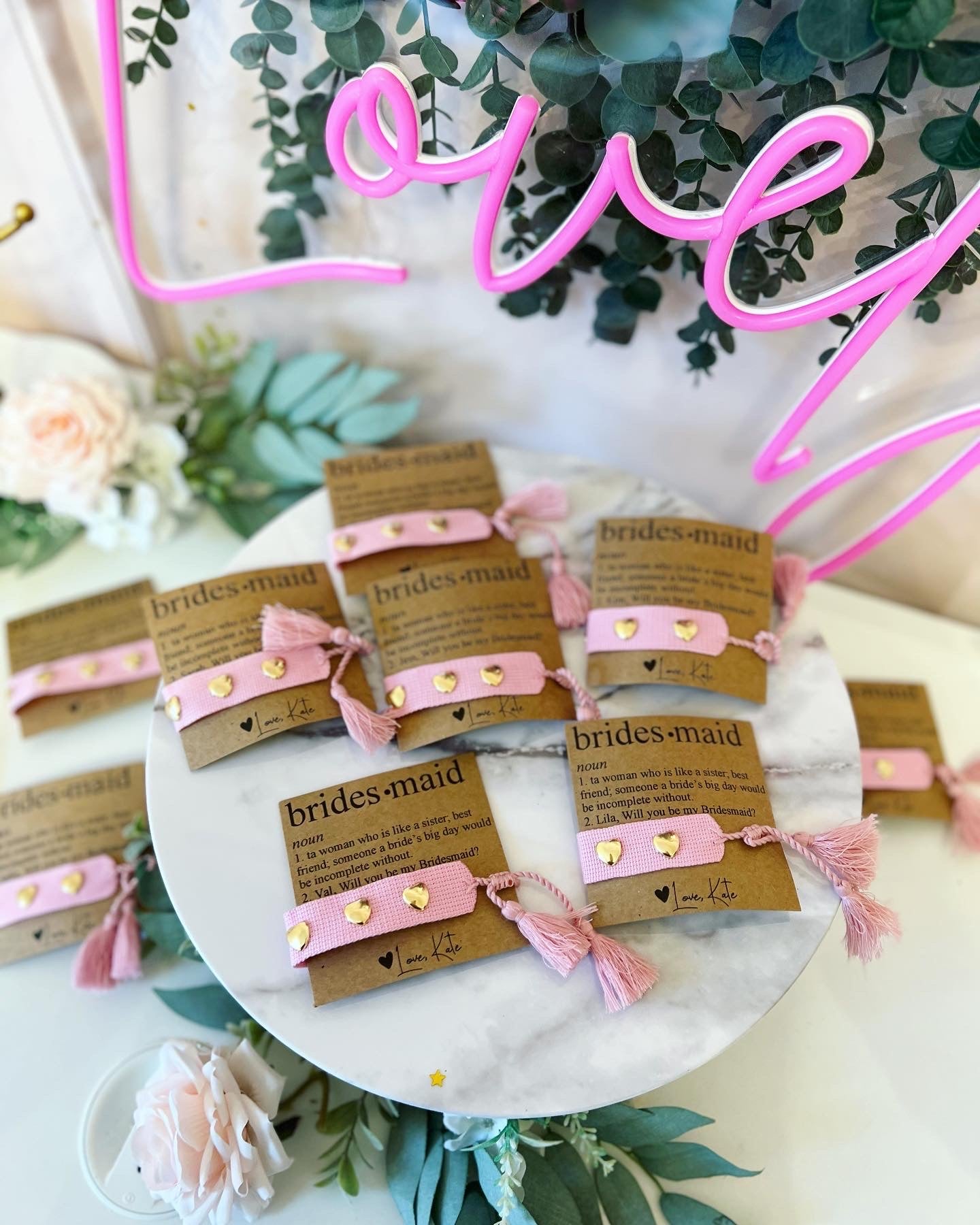 Bridesmaid Definition Card with Heart Tassel Bracelet