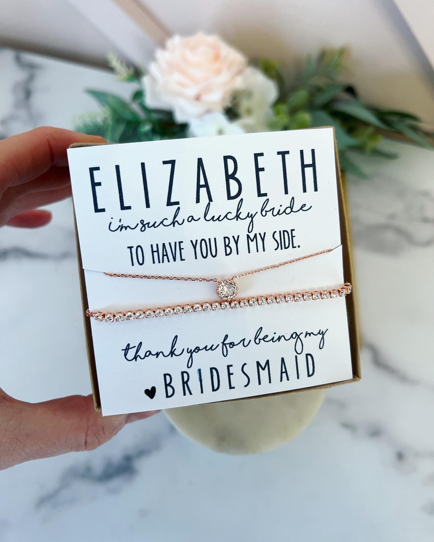 Thank You Bridal Party Necklace & Bracelet Set