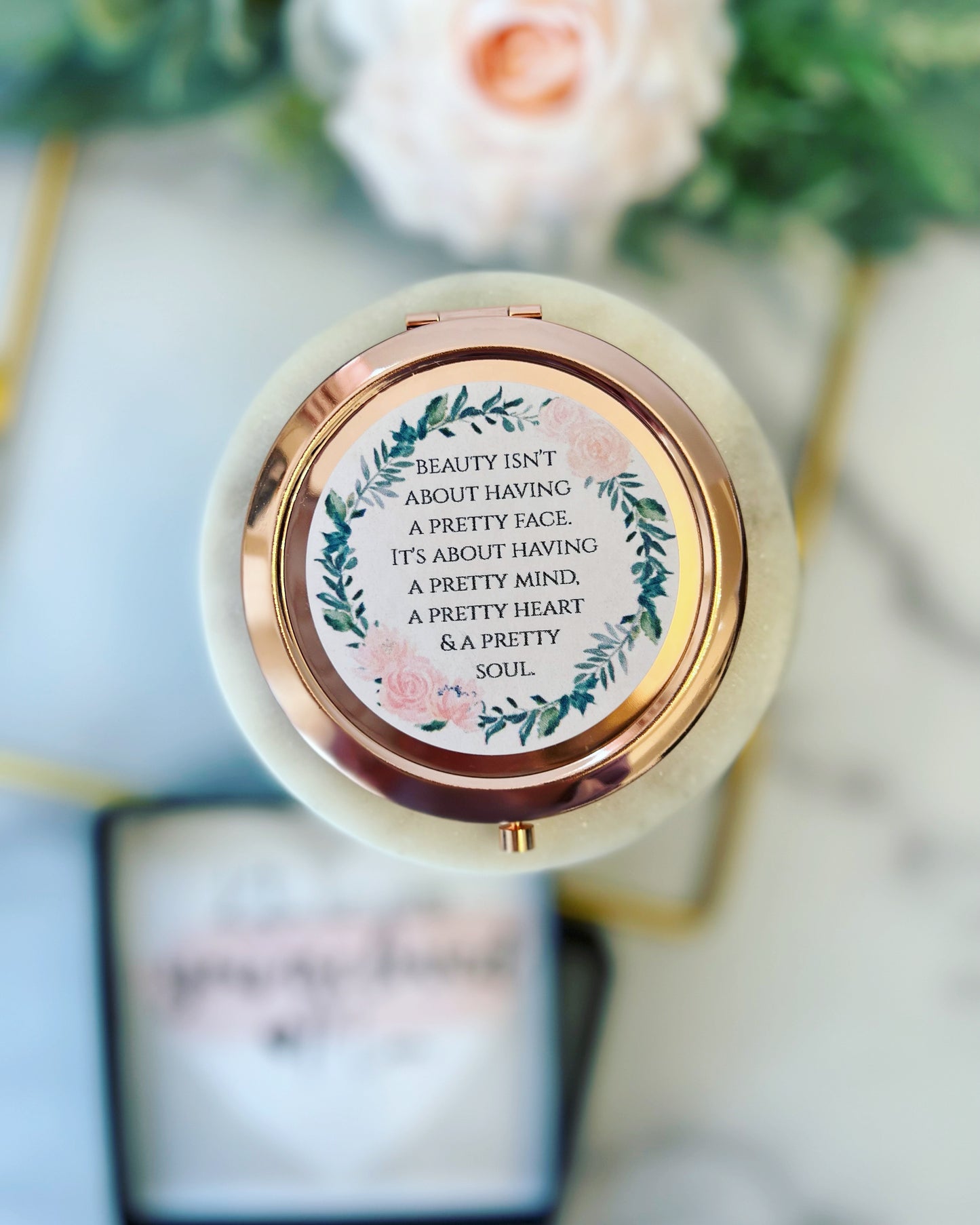 Gift for Teen! Rose Gold Compact Mirror