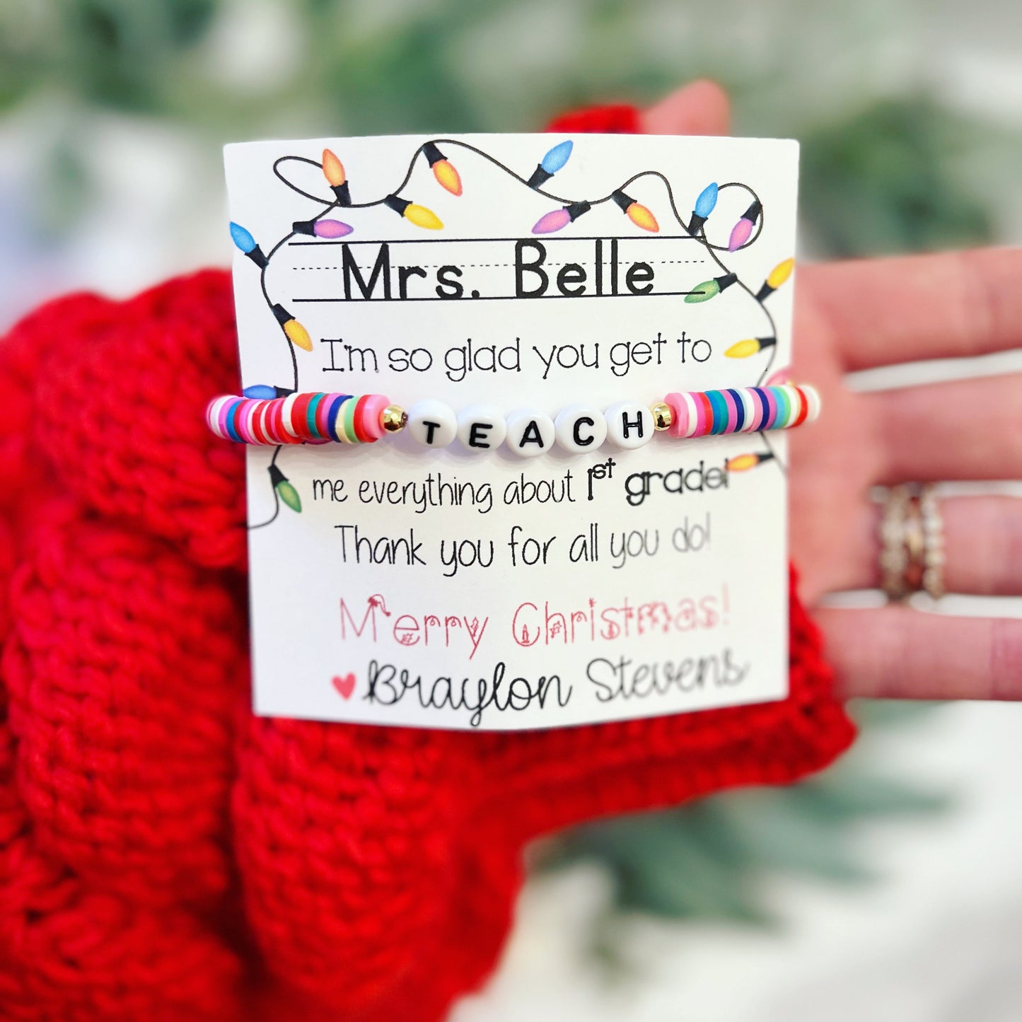 Teacher Gift! Teach Bracelet! Holiday & Christmas Gift