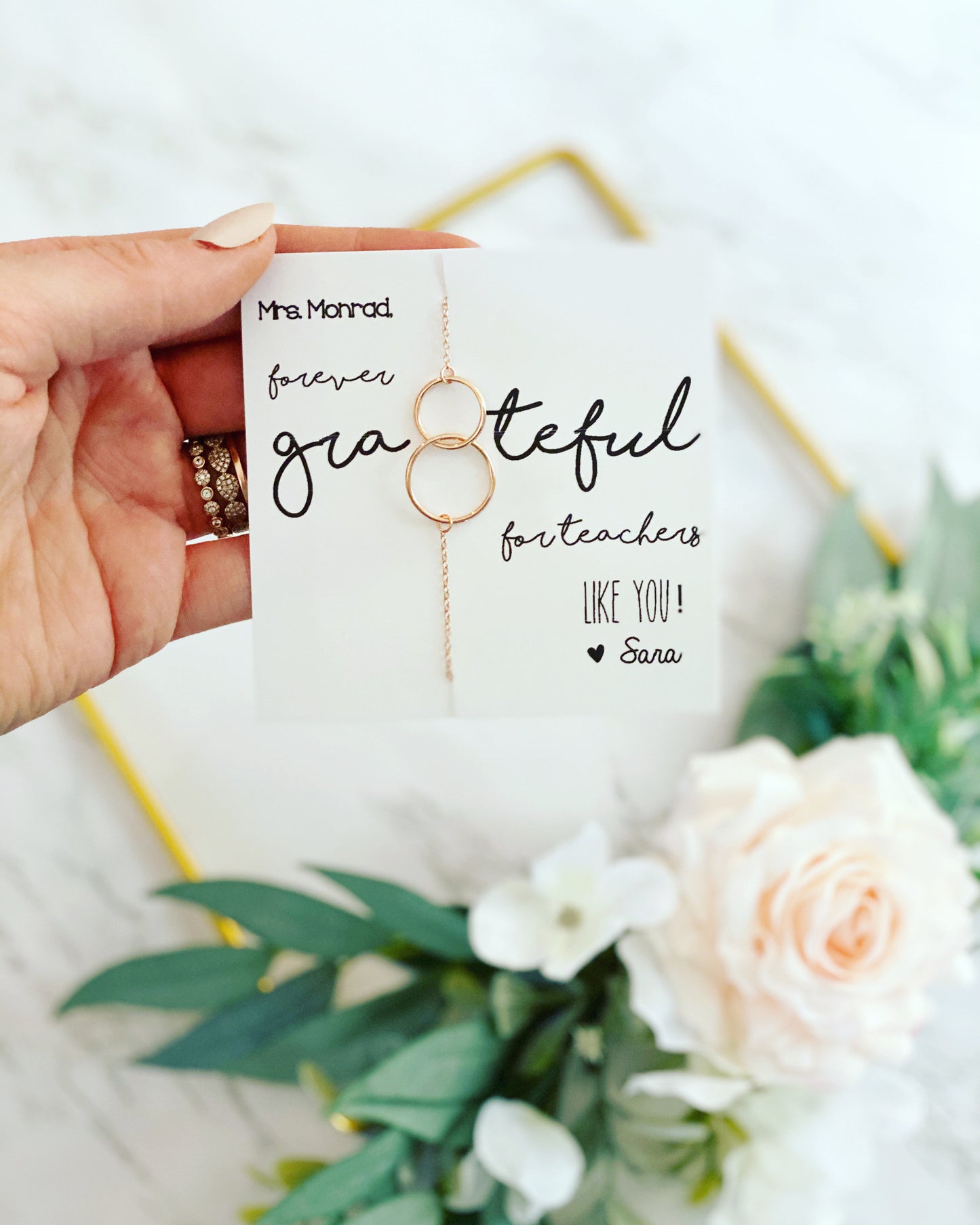 Grateful Necklace! Infinity Circles! Teacher Gift
