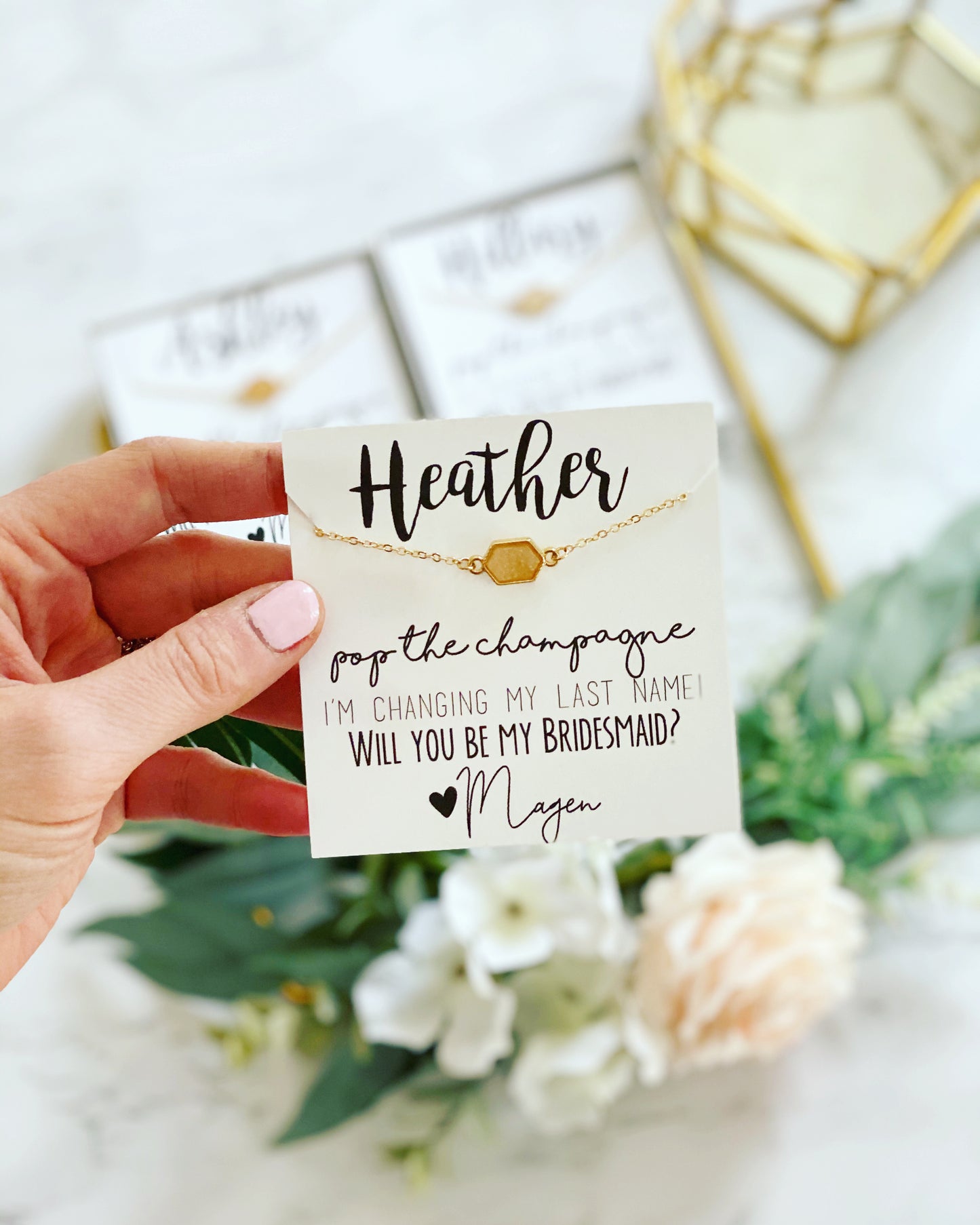 Pop the Champagne! Druzy Oval Stone OR Iridescent White+ Gold Bracelet for Bridesmaids