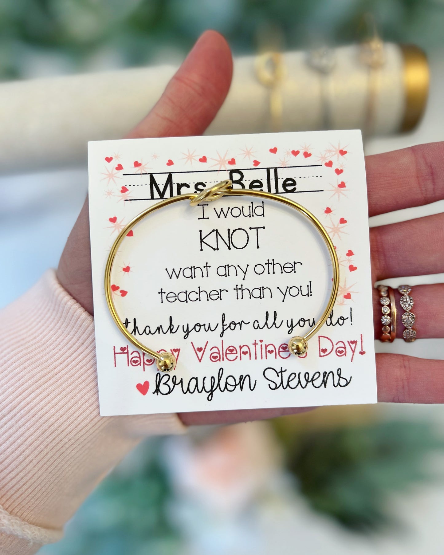 Gift for Teachers! Valentine's Day Knot Bangle