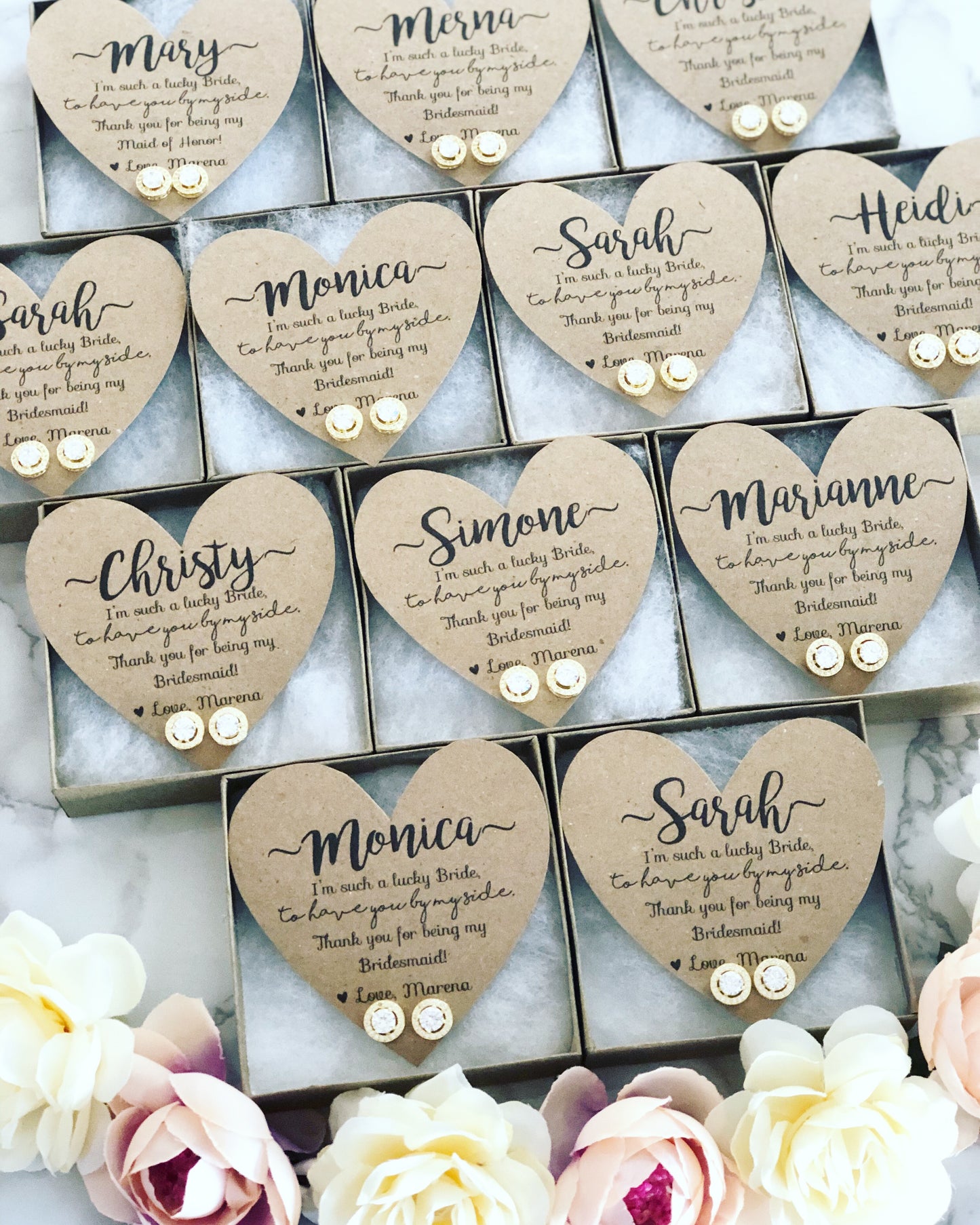 Cubic Zircon Earrings and Heart Card