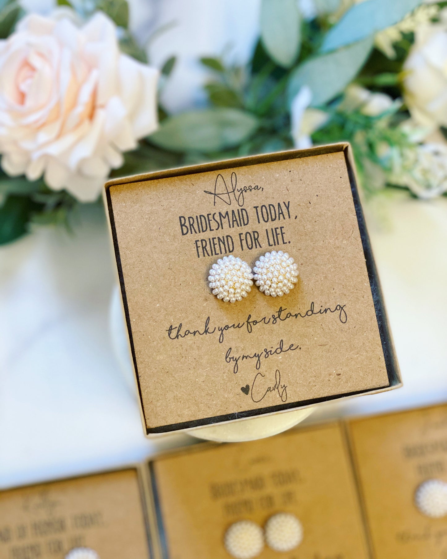 Pearl Cluster Earring Bridal Party Gift