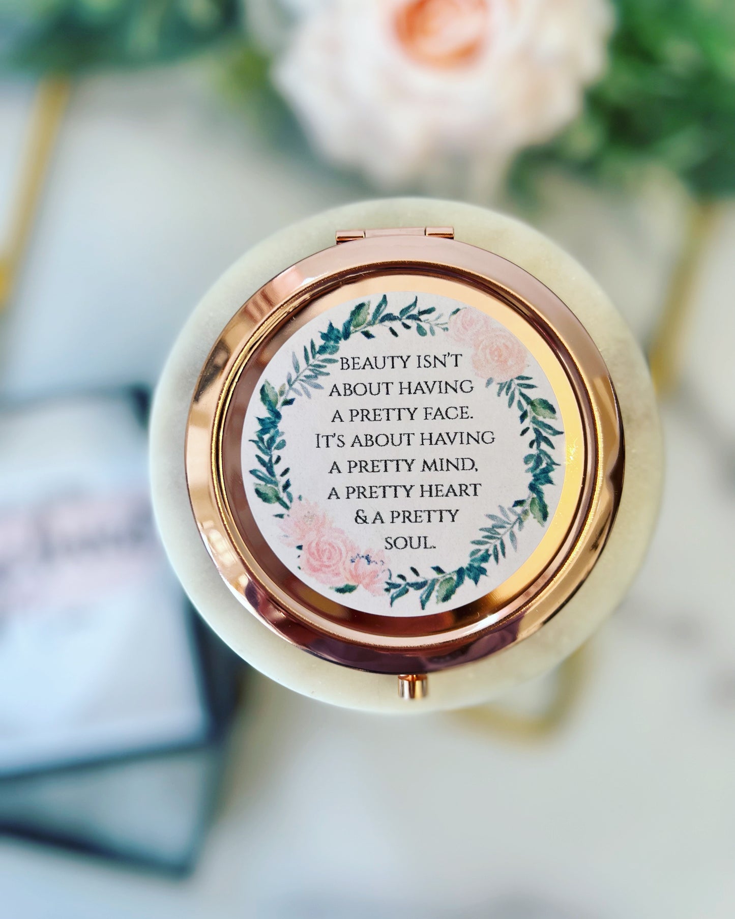 Gift for Teen! Rose Gold Compact Mirror