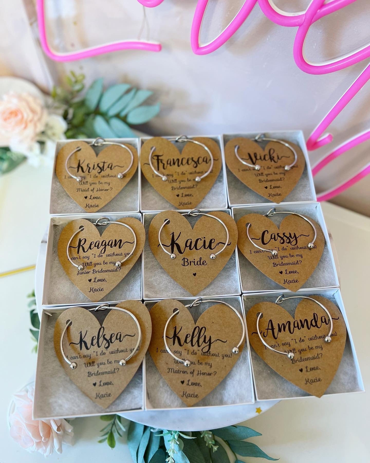 Bridesmaid Knot Bangle & Heart Card