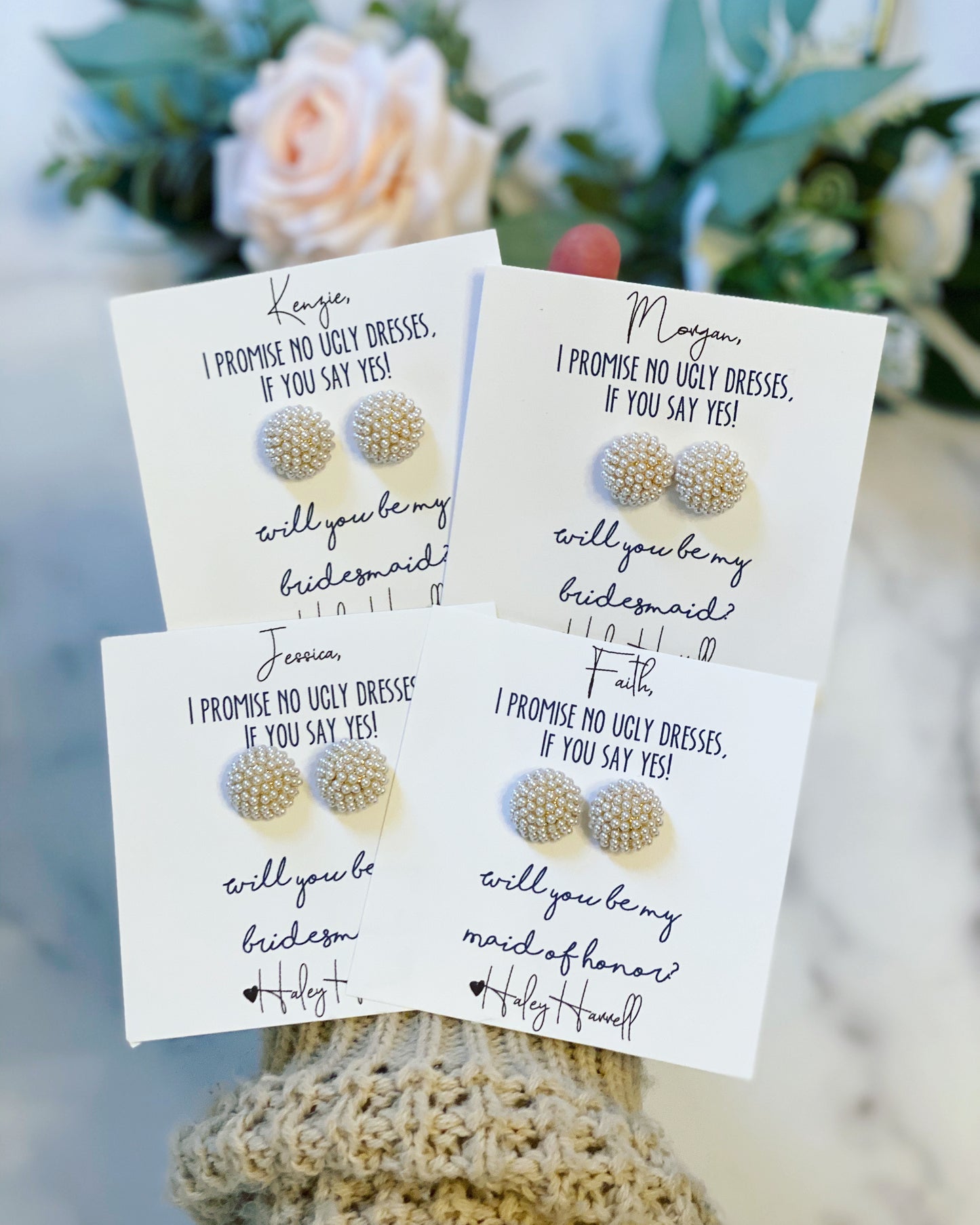 Pearl Cluster Earring Bridal Party Gift