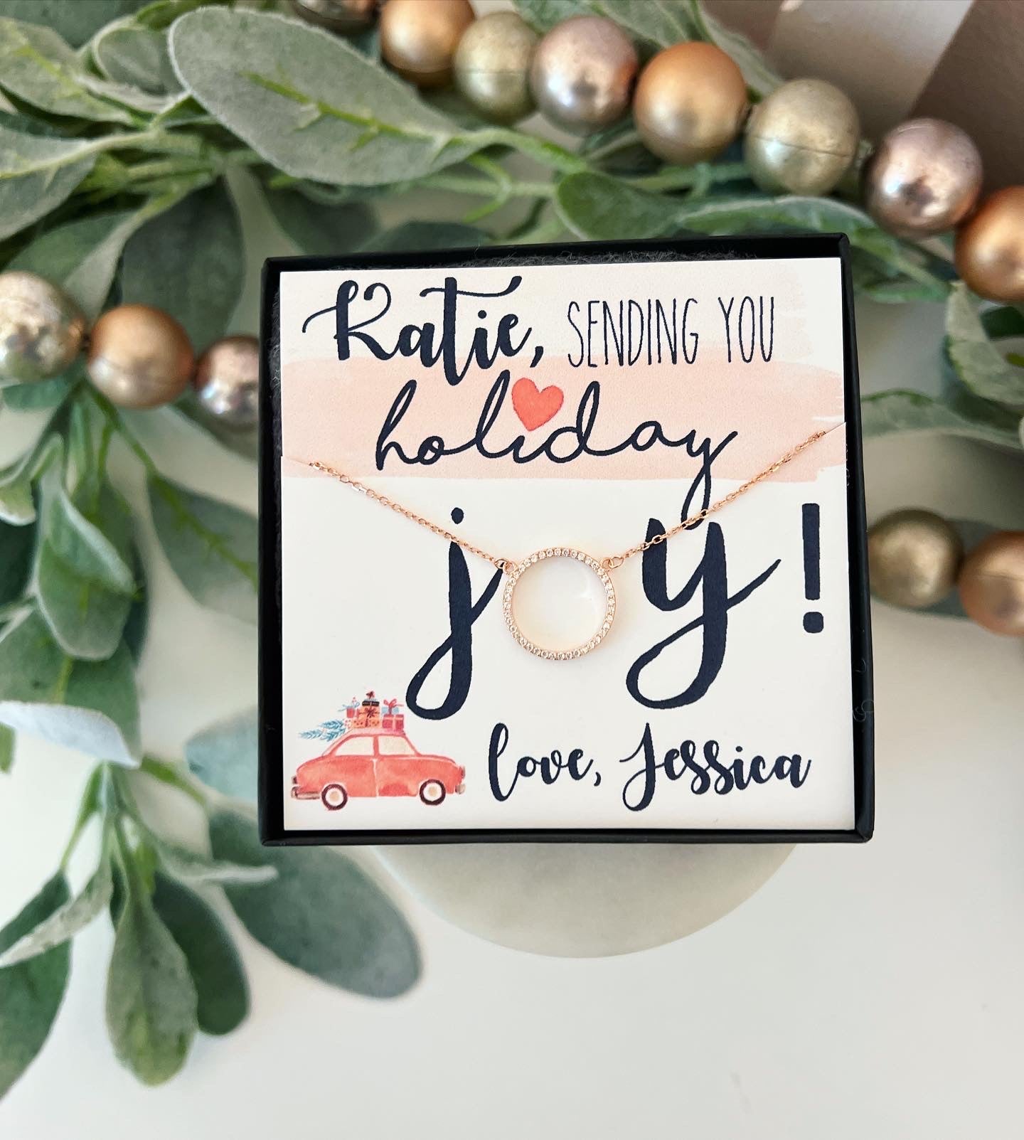 Sending Holiday Joy Circle Pendant Necklace