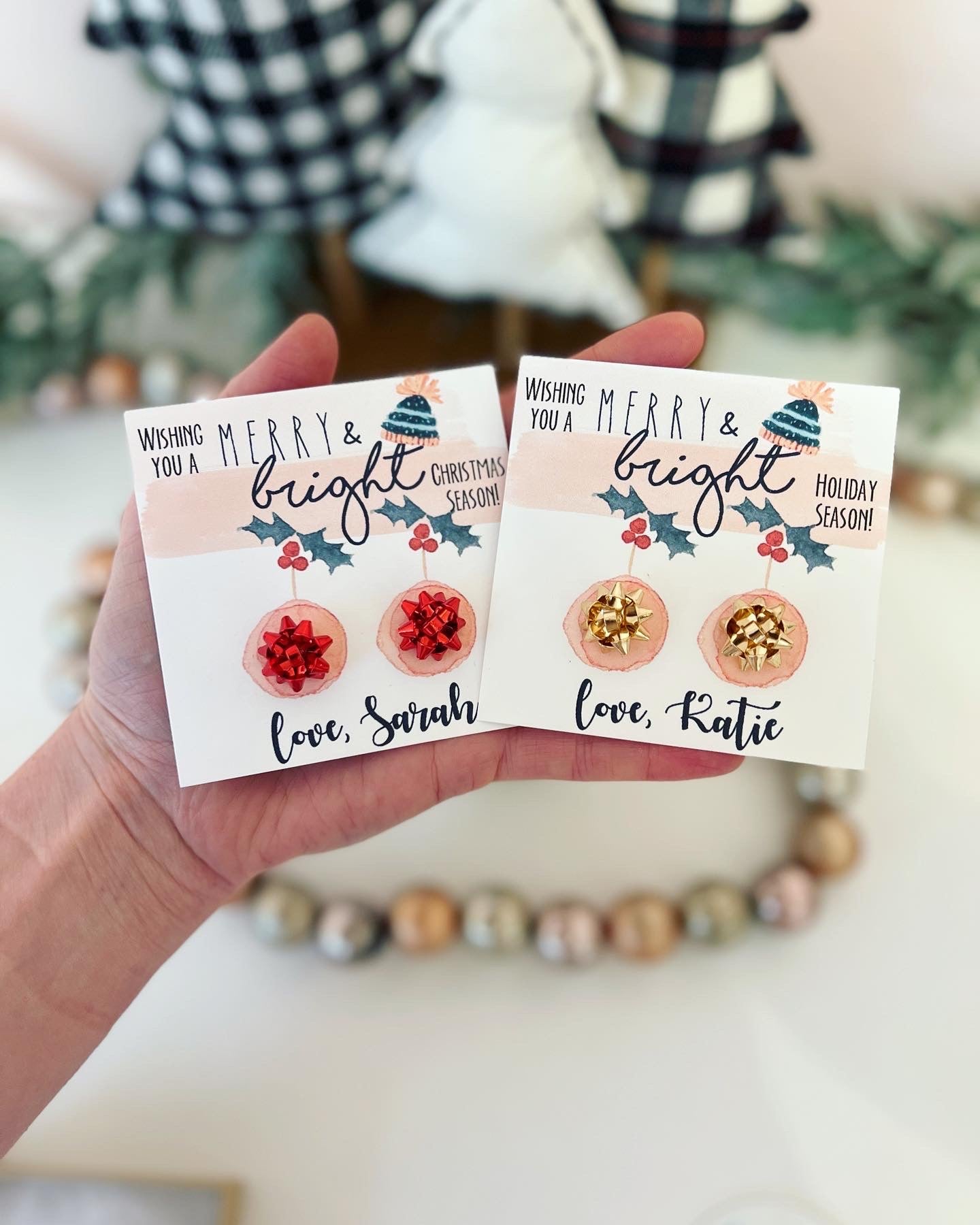 Festive Bow Earrings Holiday Gift