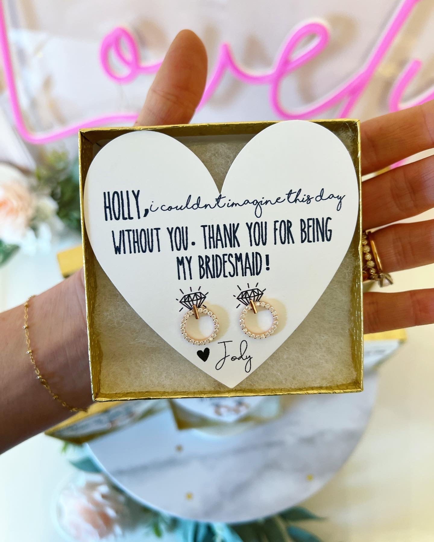 Thank You for Being My Bridesmaid Circle Studs