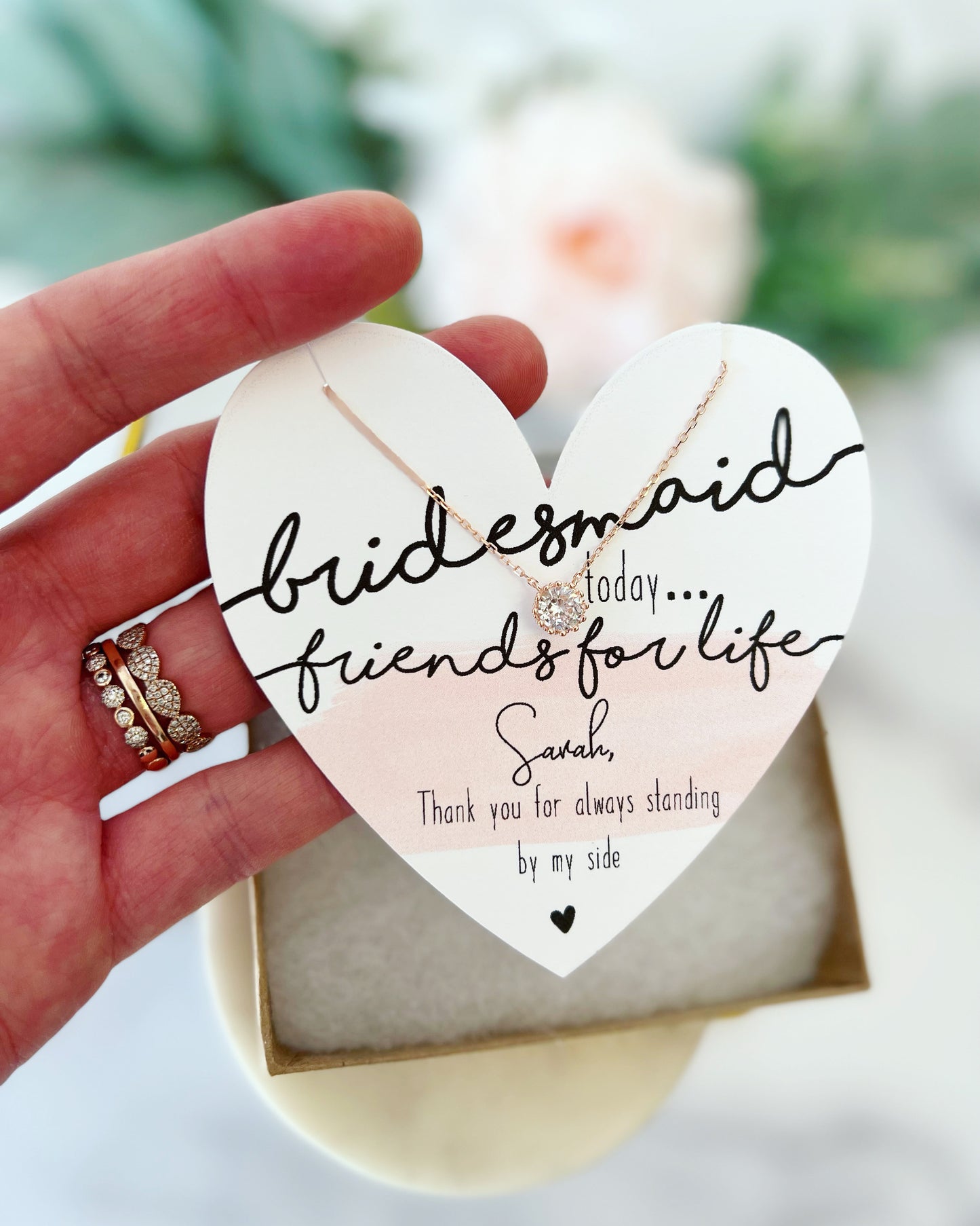 Bridesmaid Today, Friend for Life Bridesmaid Necklace! Heart Card