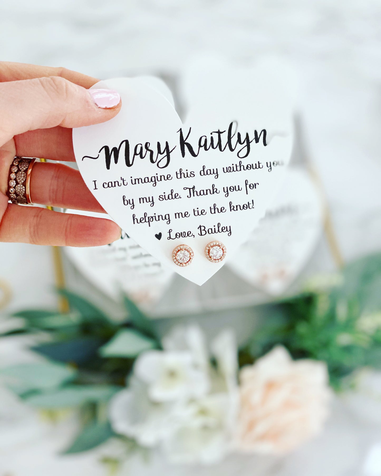 Bridesmaid Today, Friend for Life Cubic Zircon Earrings and Heart Card