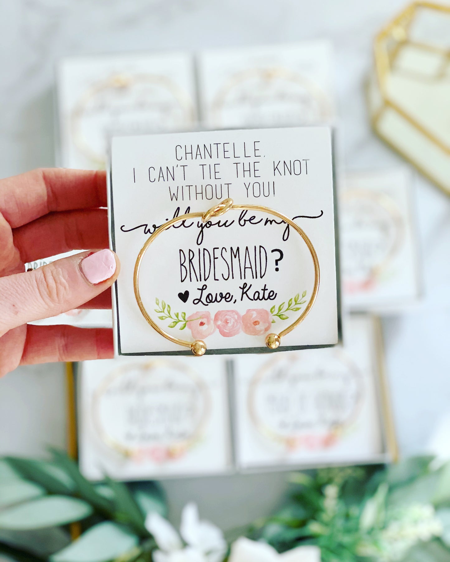 Will you be my Bridesmaid? Knot Bangles Floral Card