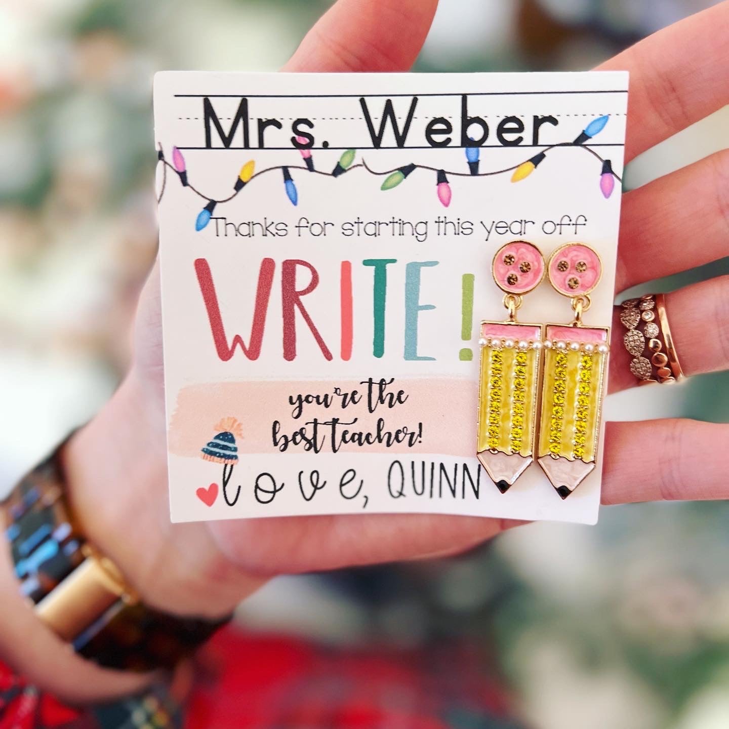 Pencil Earrings Teacher Holiday Gift