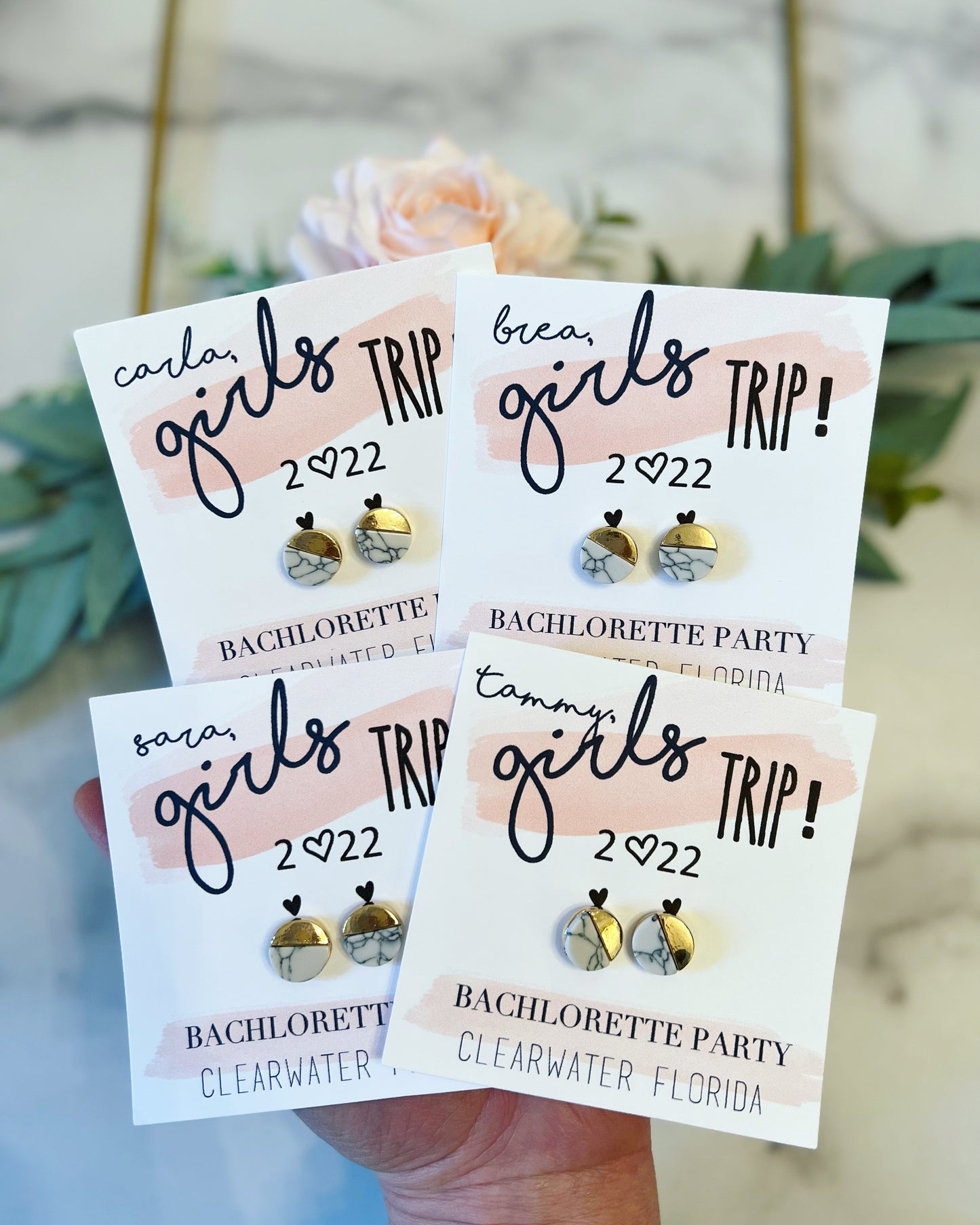 Girls Trip Gold & Marble Studs