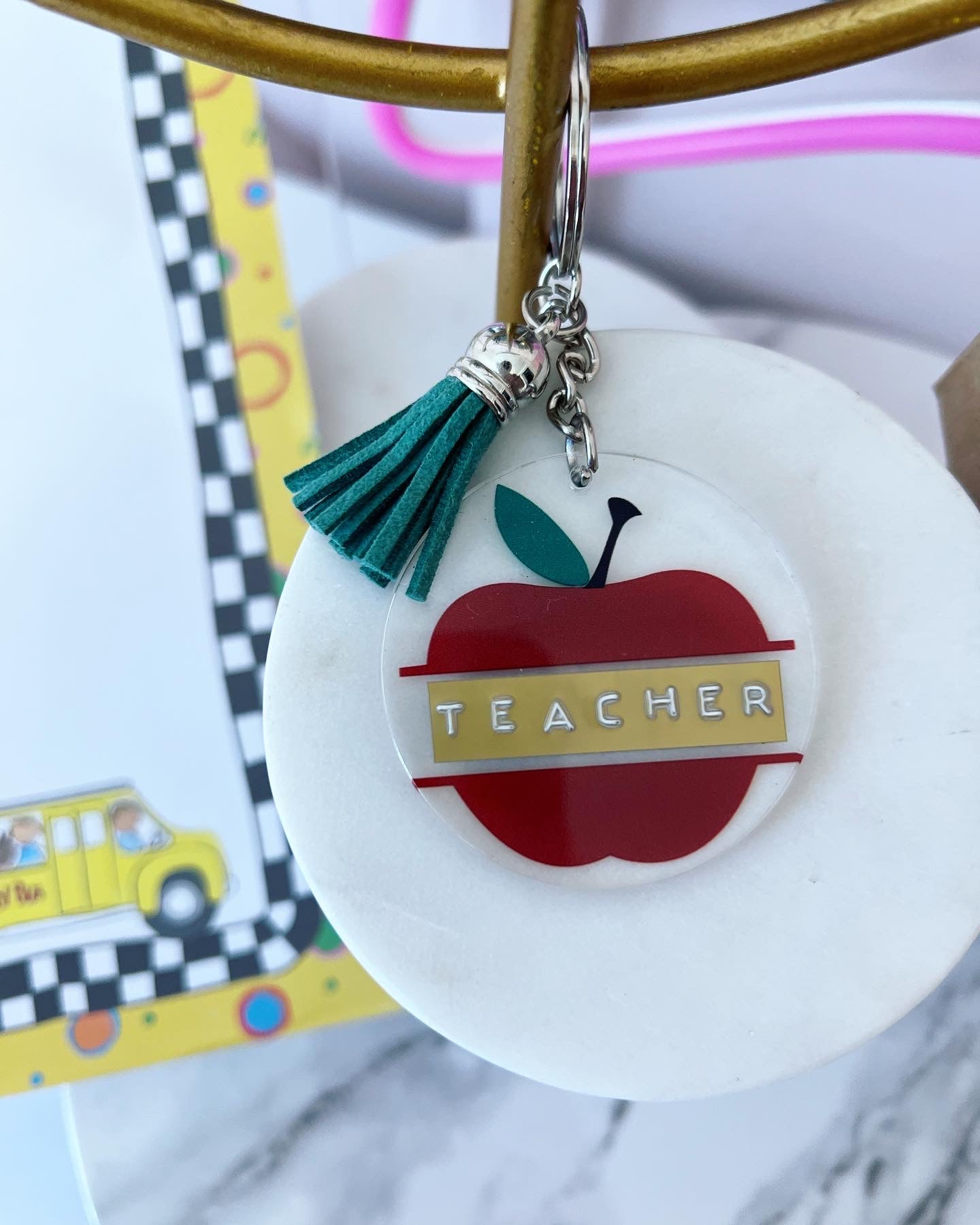 Teacher Appreciation Apple Keychain Gift