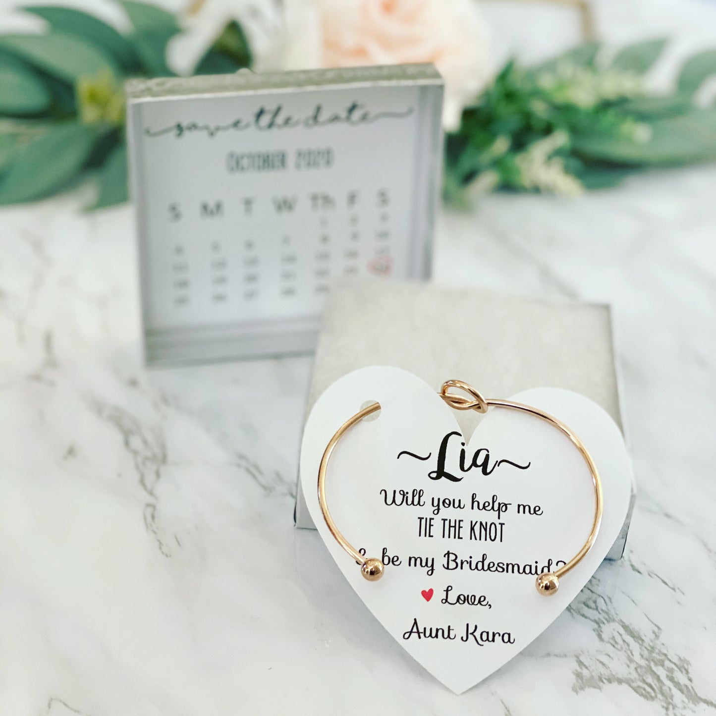 Save the Date Bridal Party Proposal Bangle & Card