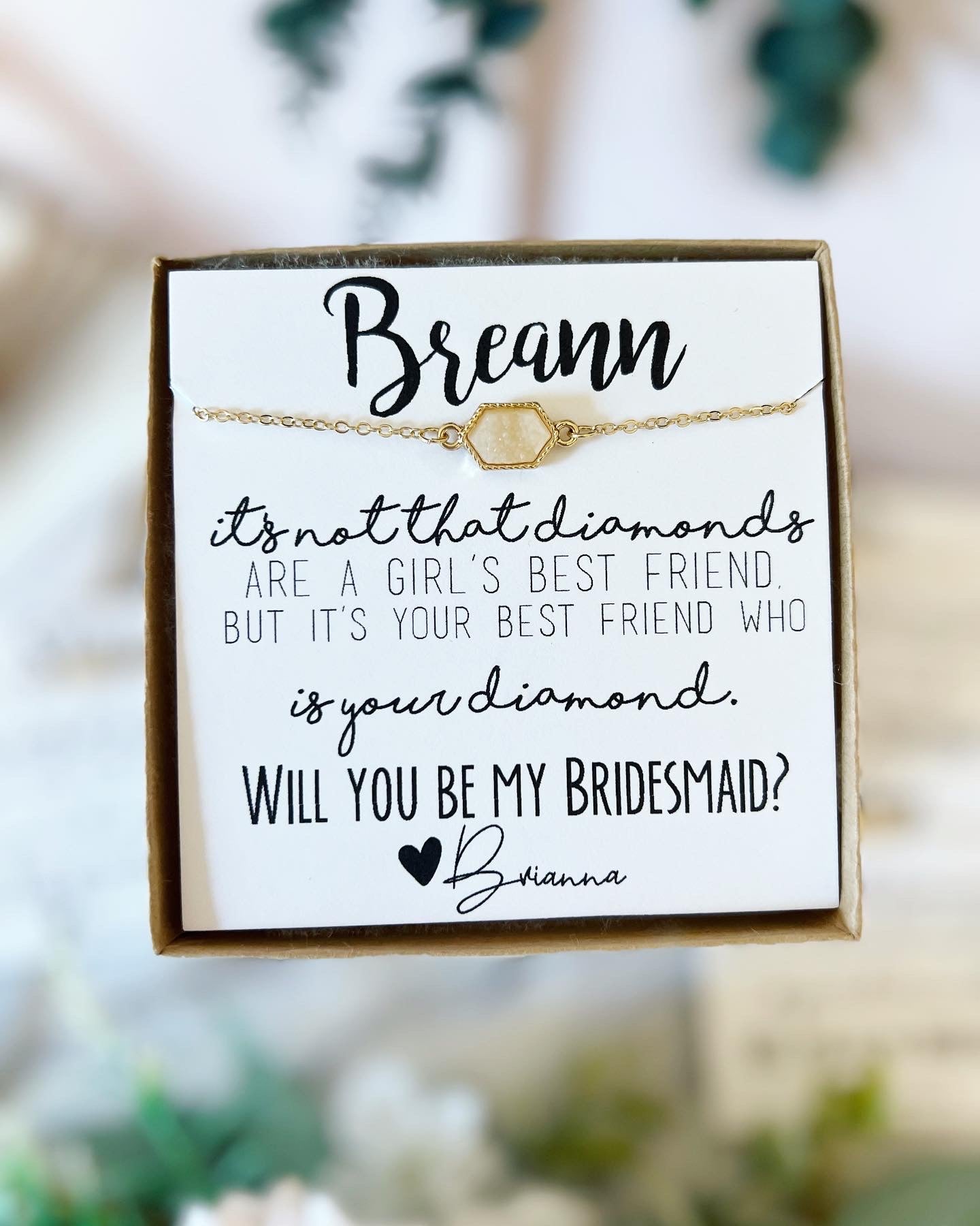 Pop the Champagne! Druzy Oval Stone OR Iridescent White+ Gold Bracelet for Bridesmaids