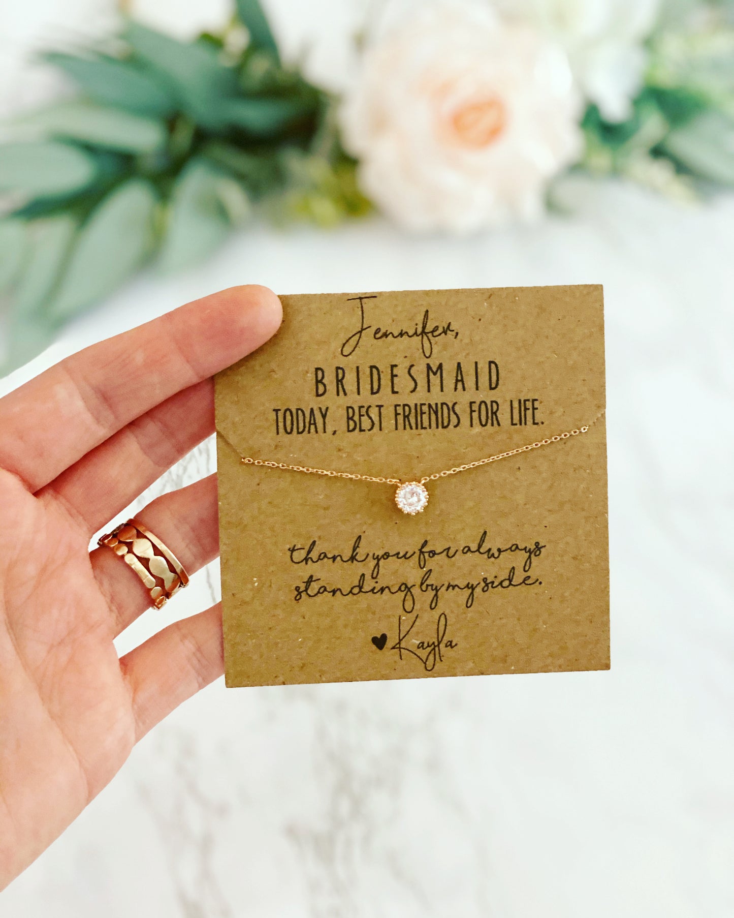 Thank You for Standing By My Side Dainty CZ Necklace