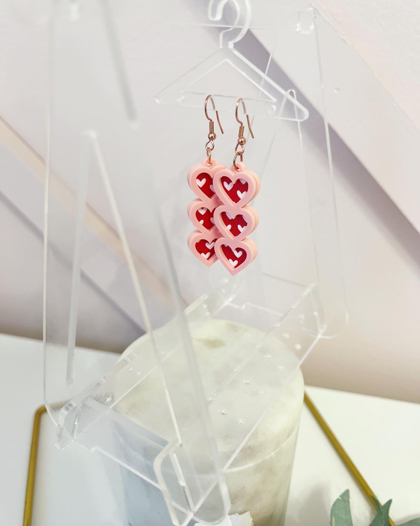 Teacher Heart Valentine's Day Earrings, card, box & ribbon included!