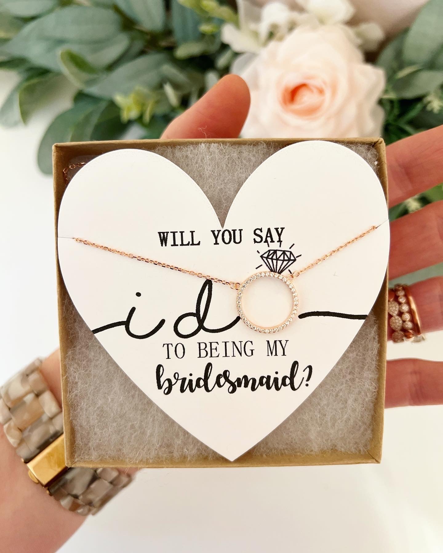 Will you say I do to being my Bridesmaid Circle Pendant Necklace!