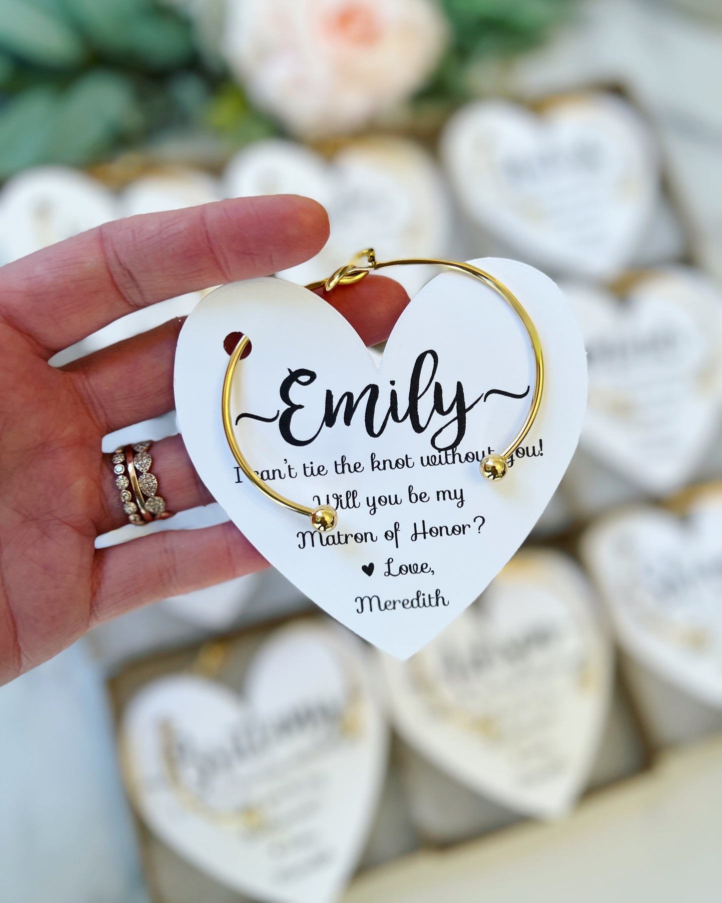 Bridesmaid Knot Bangle & Heart Card