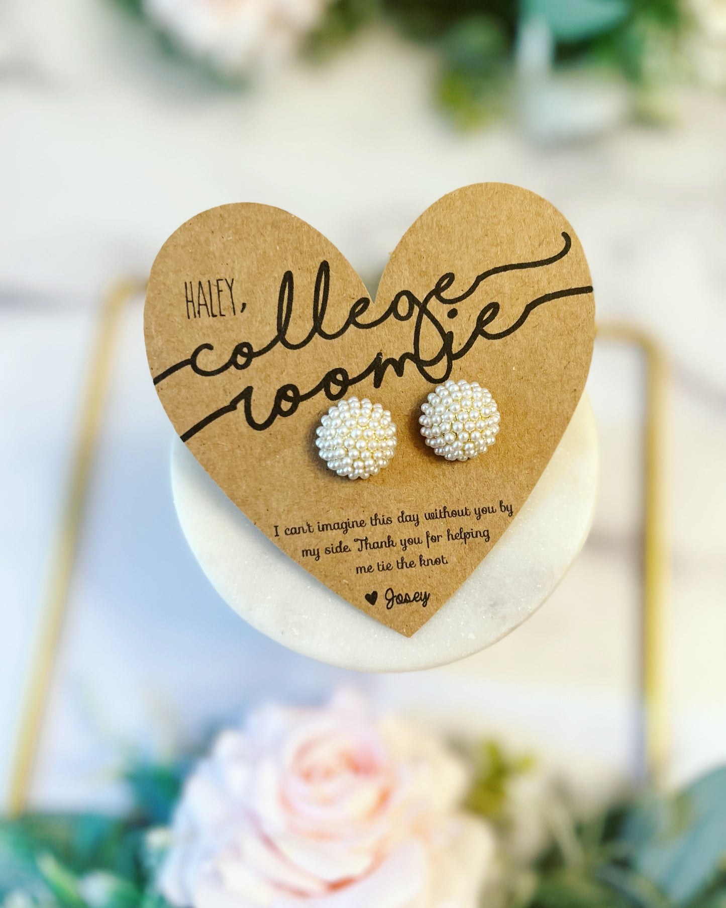 Bridal Party Girls Pearl Cluster Earrings