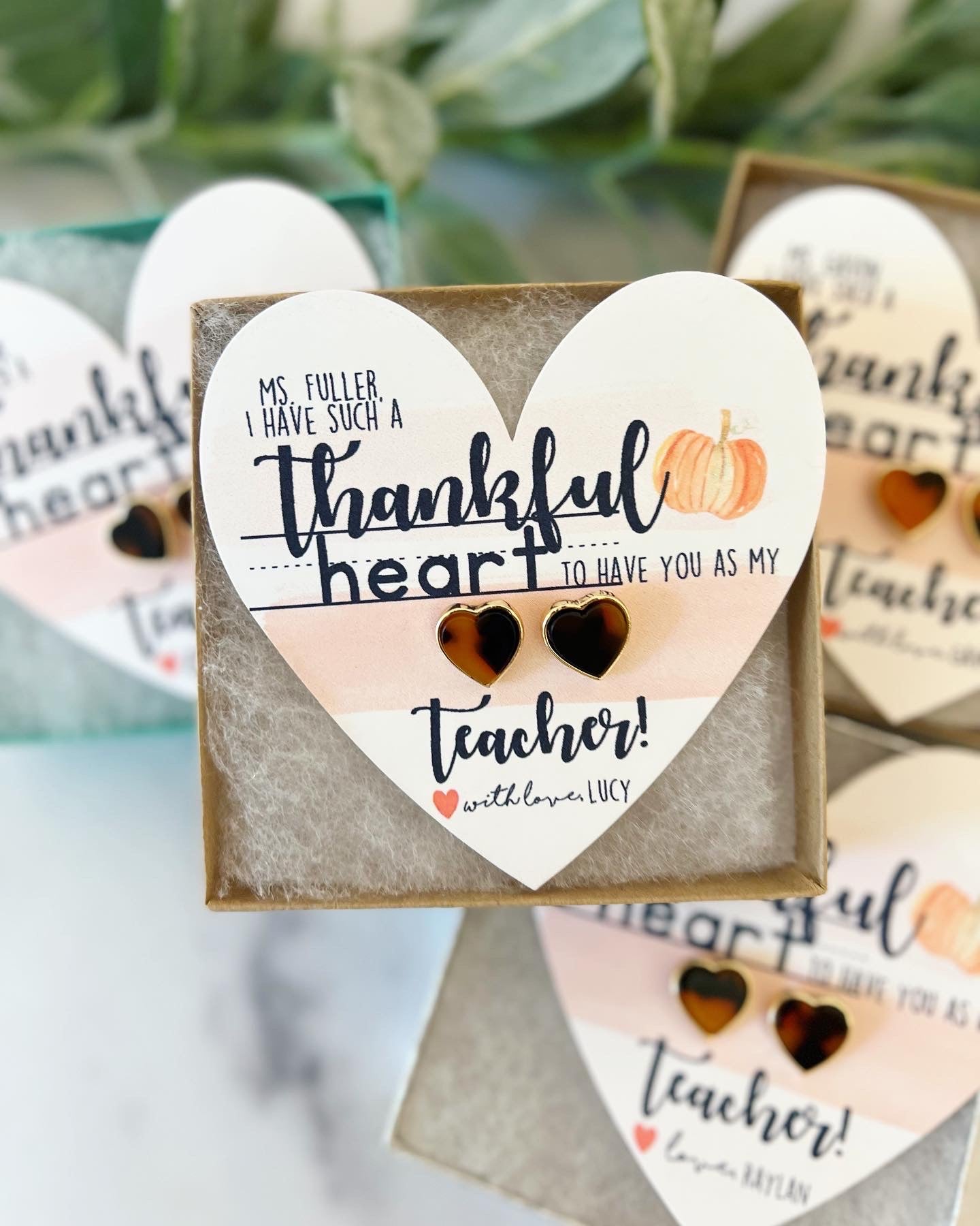 Thankful Heart Teacher Gift! Heart Studs
