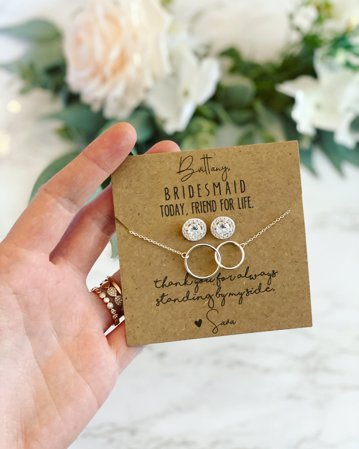 Cubic Zircon Studs & Infinity Necklace Gift Set