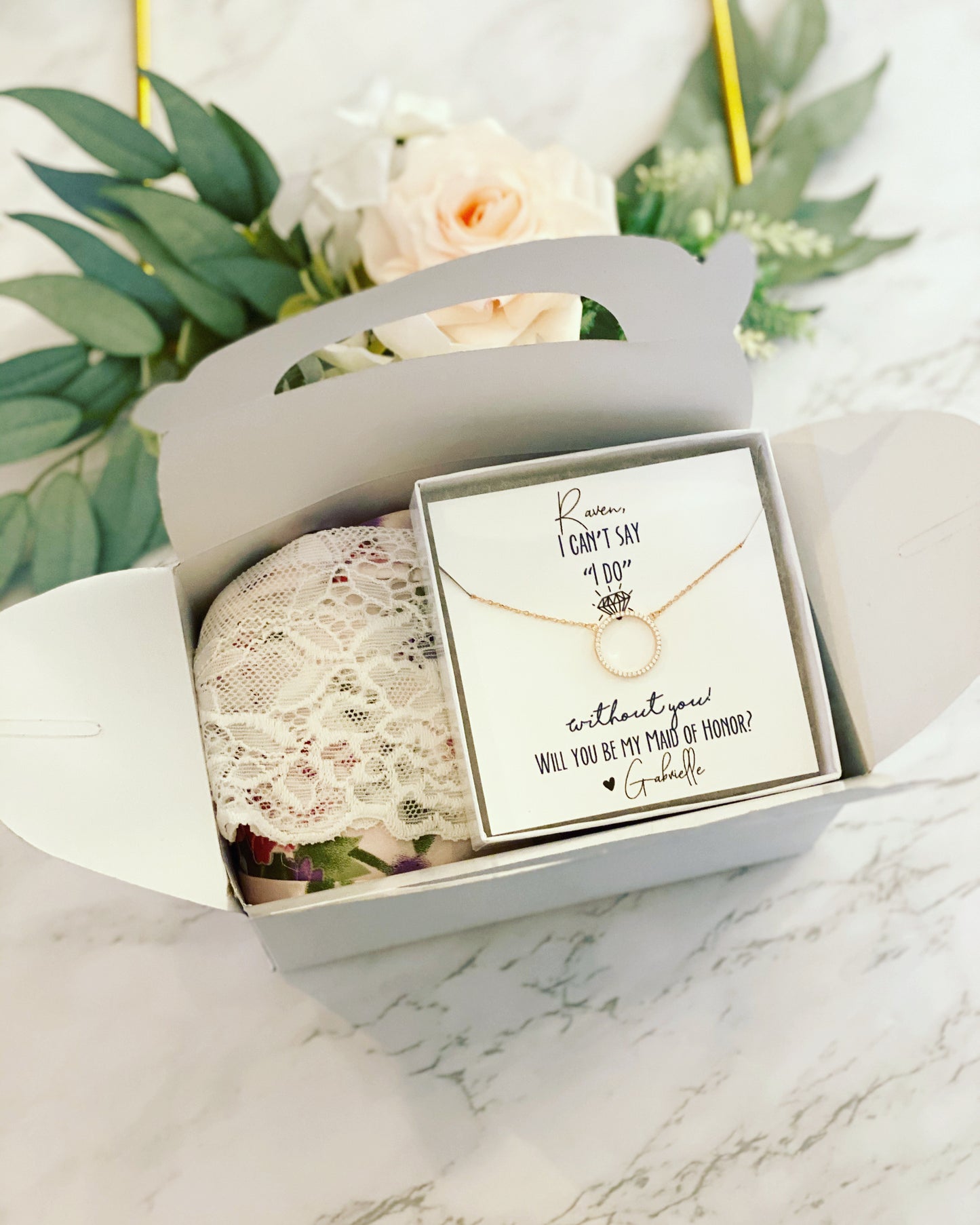 Bridesmaid Boxes! Robe and Circle Necklace