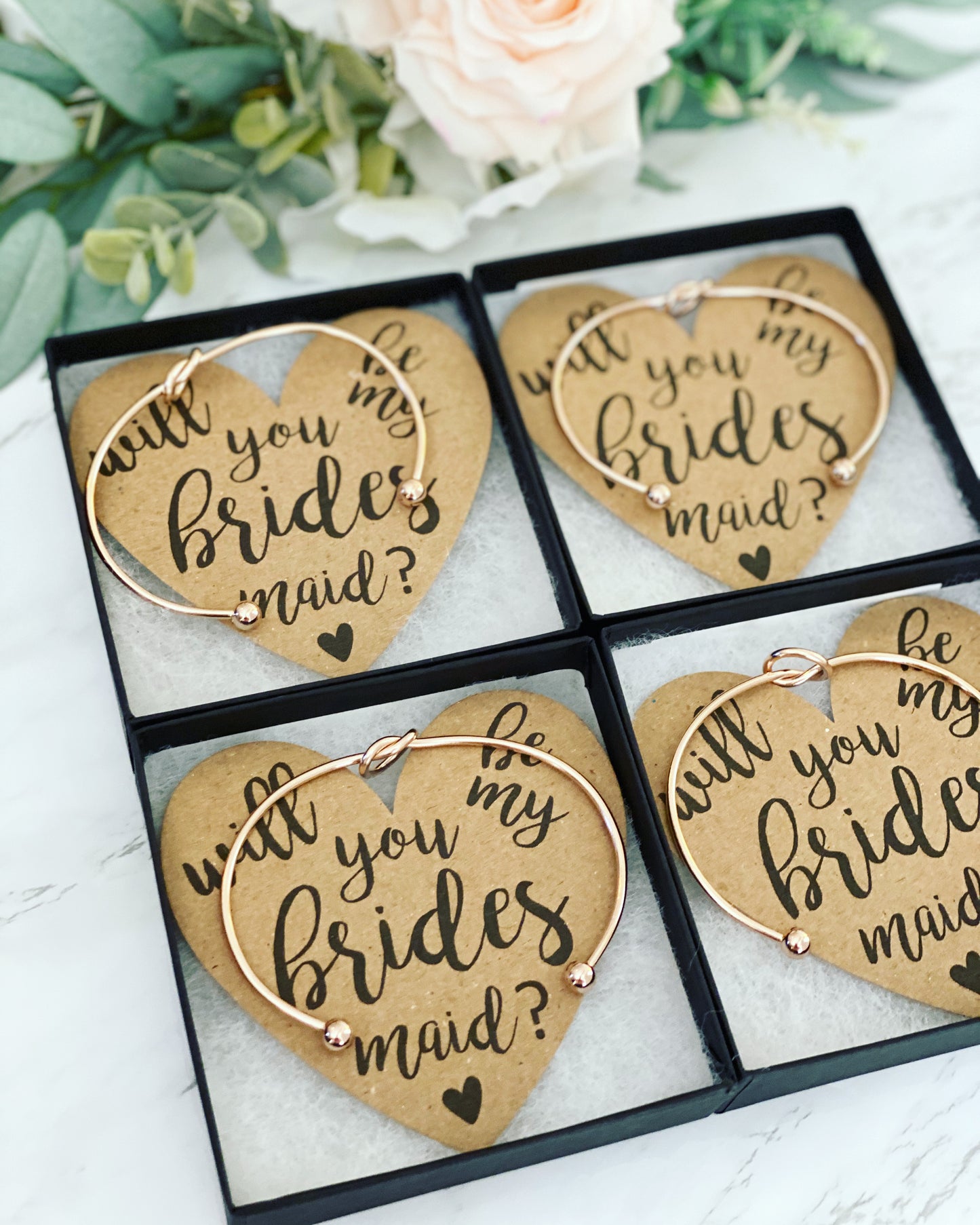 Bridal Party Knot Bangle & Heart Card