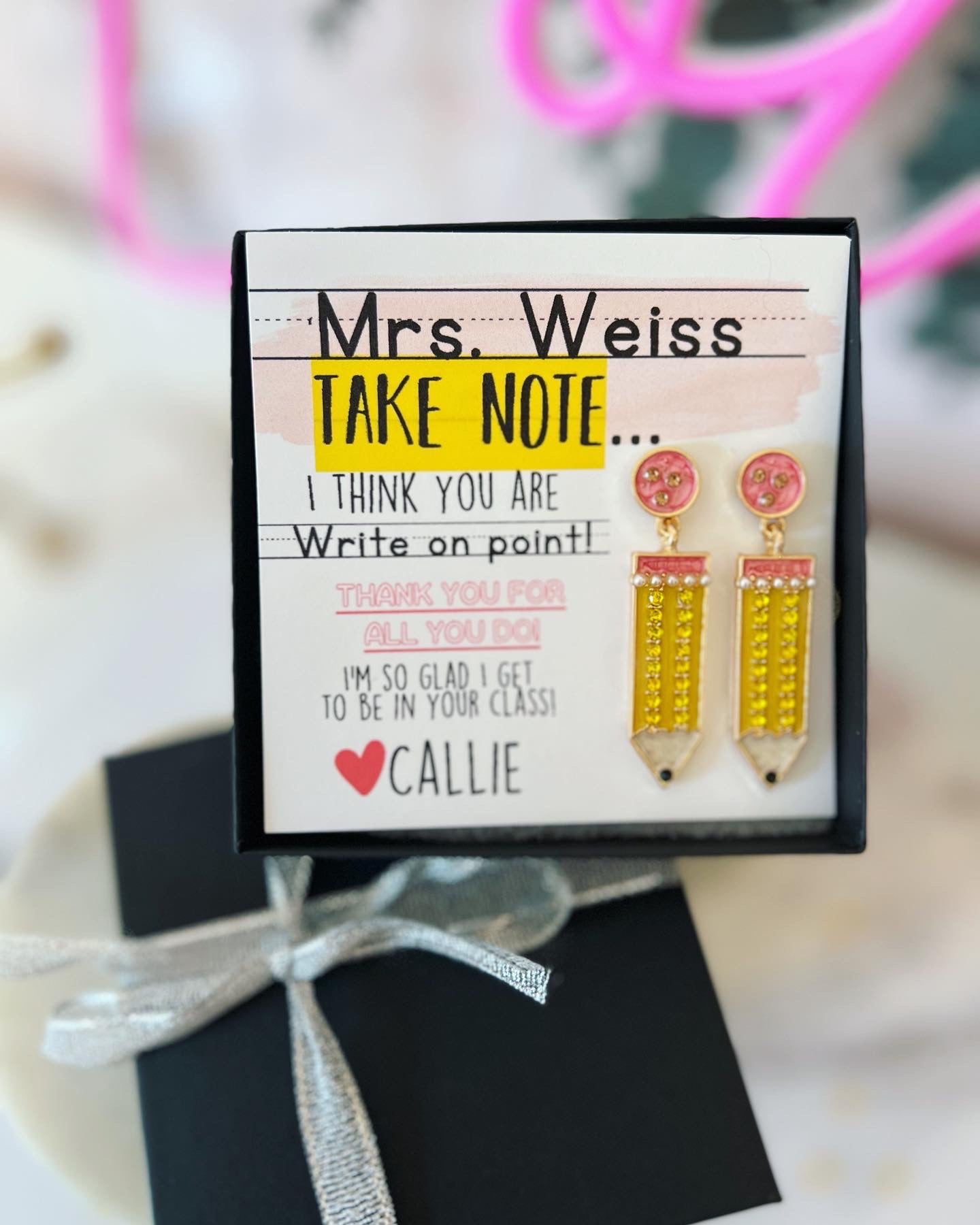 End of Year Teacher Thank You Pencil Earrings