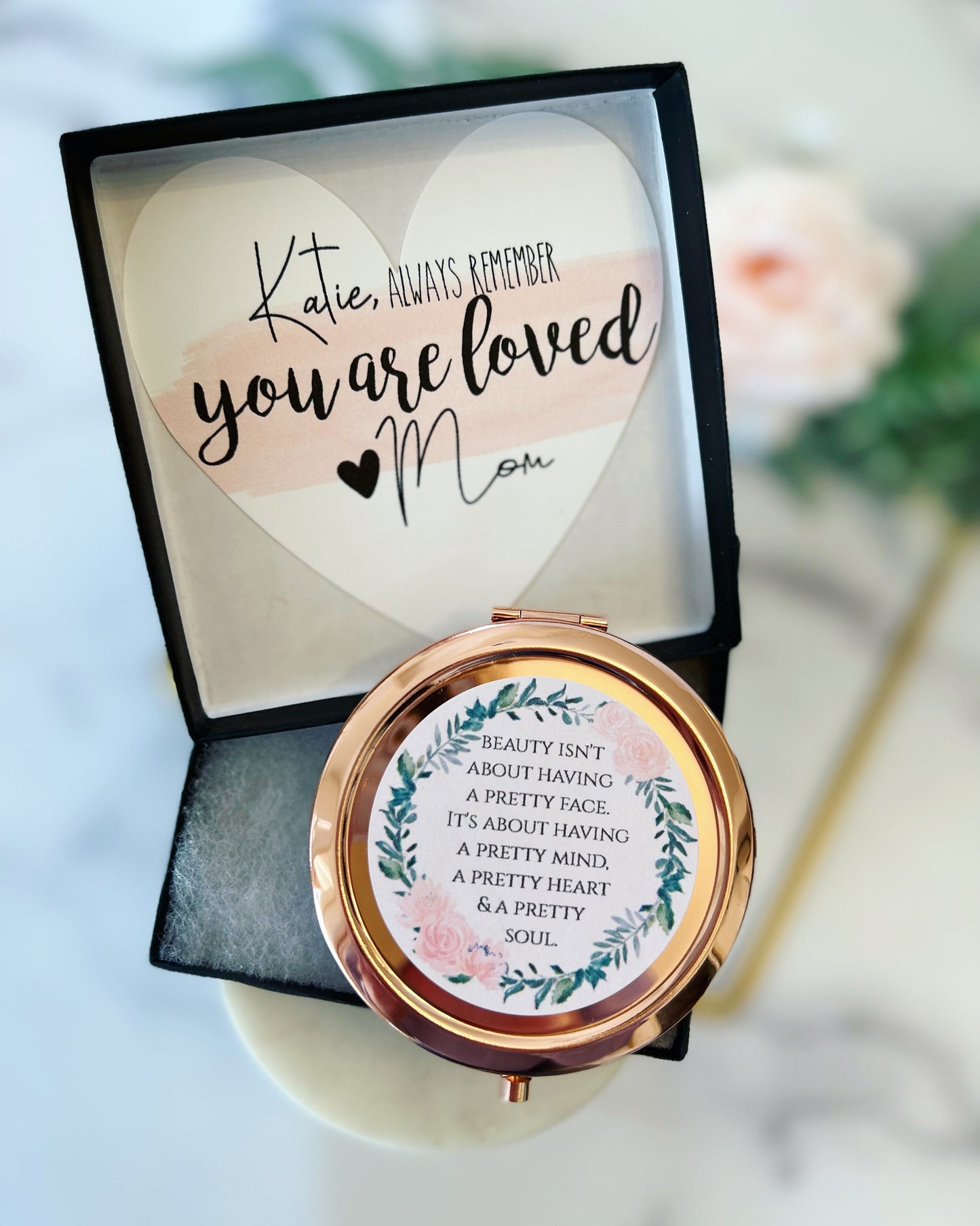 Gift for Teen! Rose Gold Compact Mirror