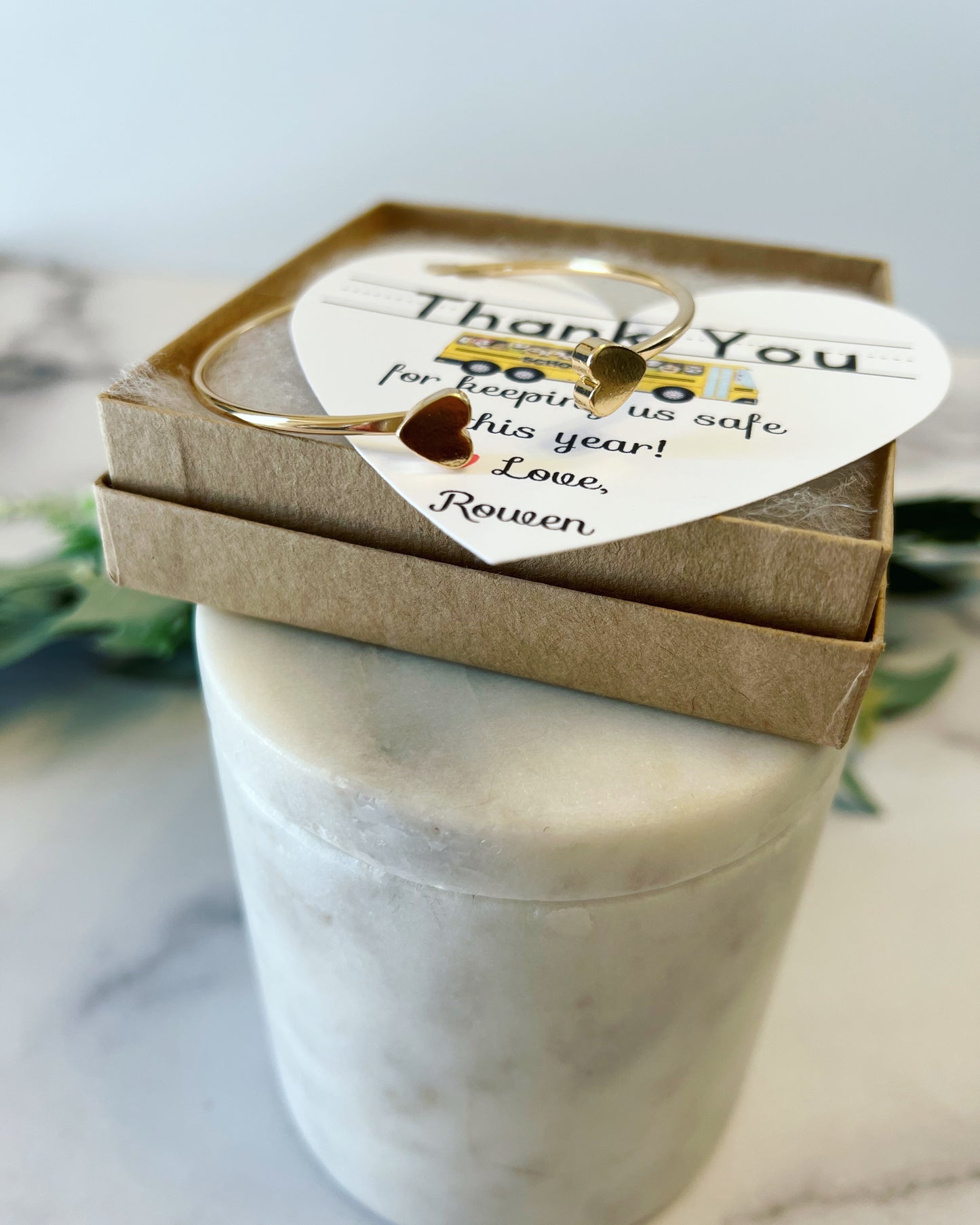 Bus Driver Heart Cuff Thank You Gift