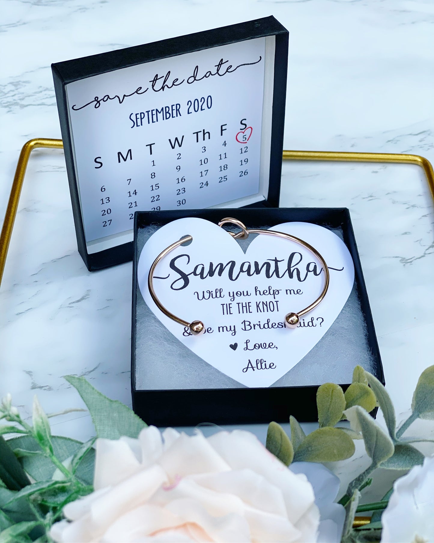 Save the Date Bridal Party Proposal Bangle & Card