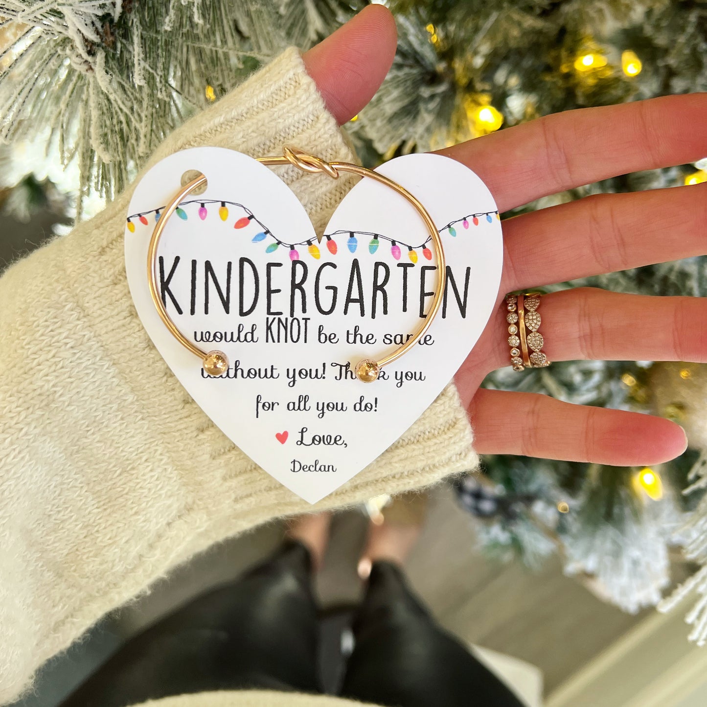 Holiday Christmas Teacher Gift! TOP SELLER back in stock! 🎄Non-Tarnish Knot Bangle!