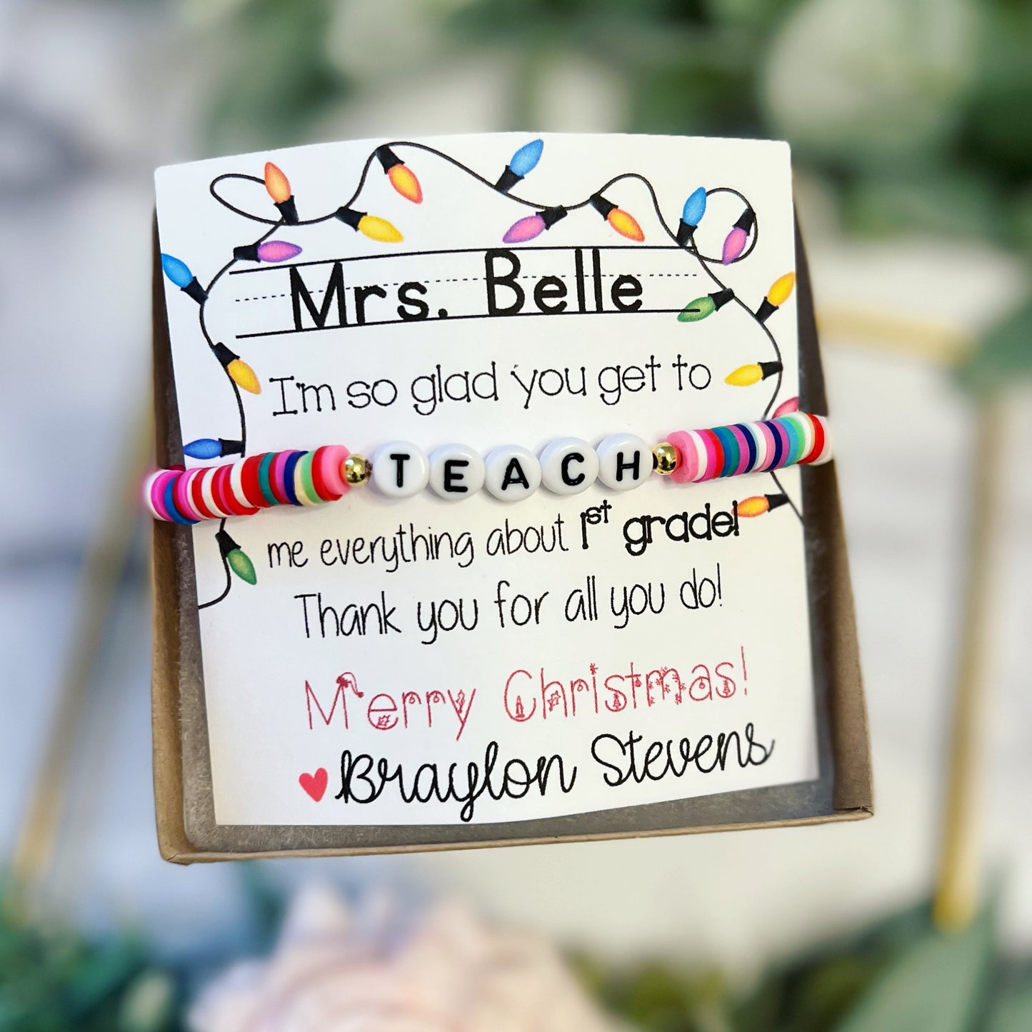 Teacher Gift! Teach Bracelet! Holiday & Christmas Gift
