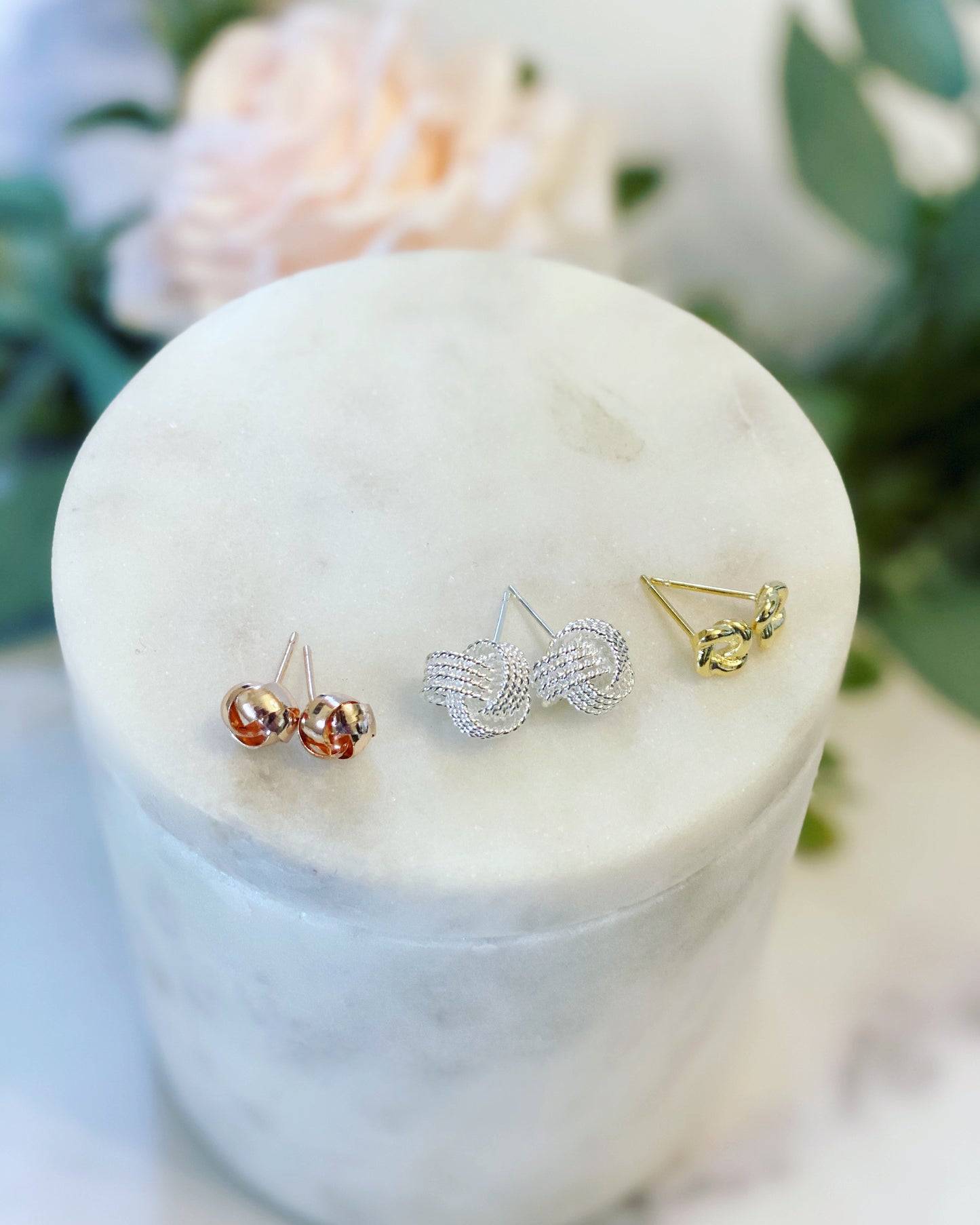 Silver Knot Bridesmaid Earrings & Heart Card