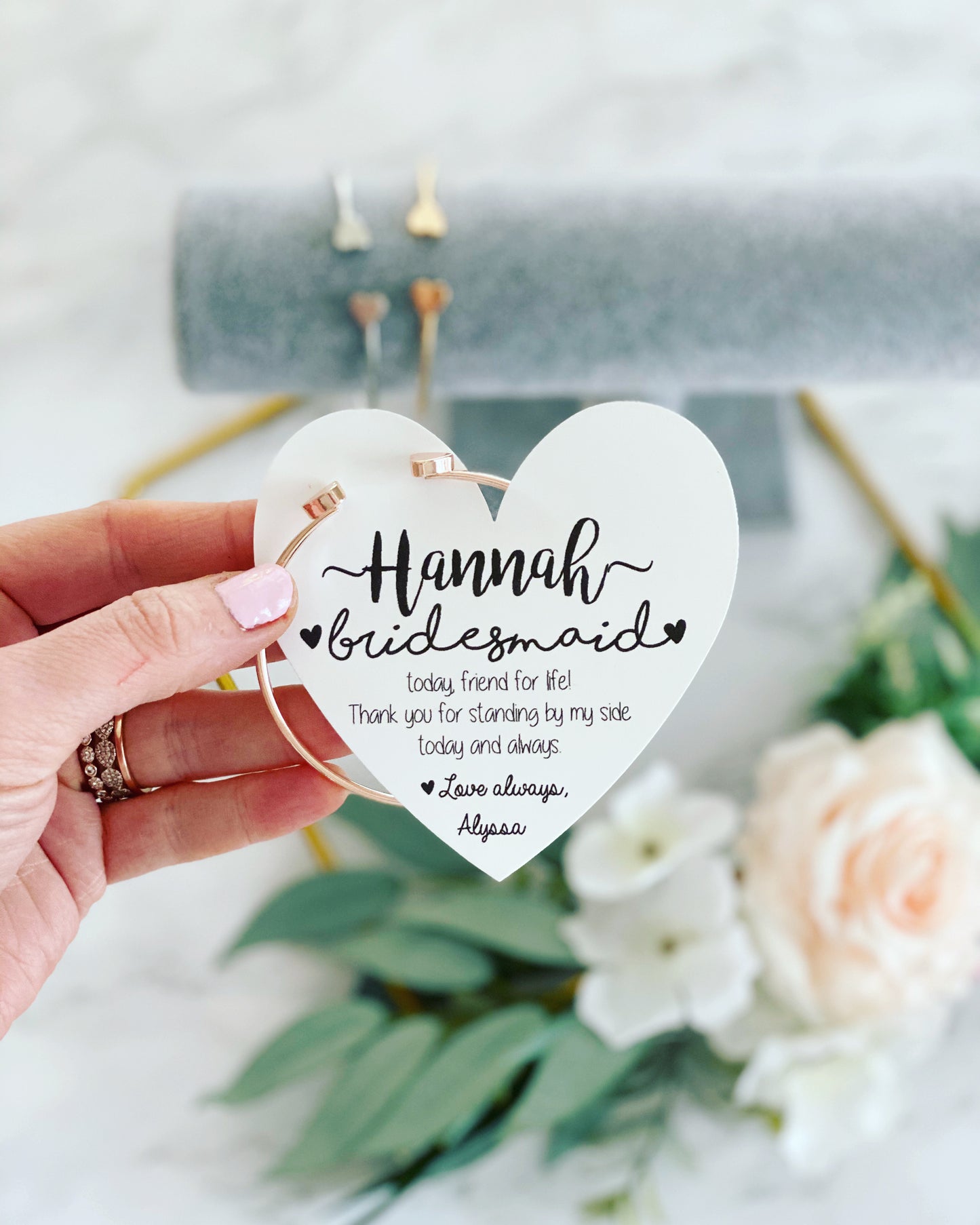 Heart Cuff Bangle Bridal Party Gift