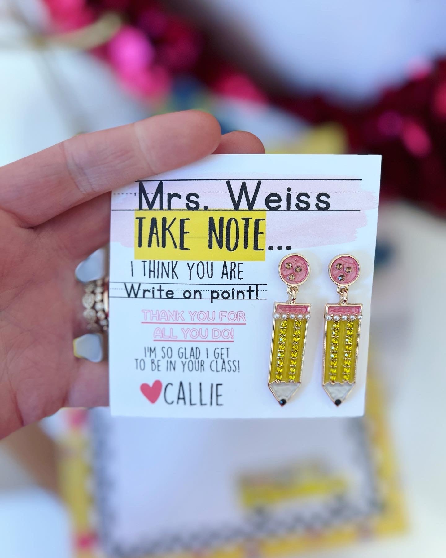 End of Year Teacher Thank You Pencil Earrings