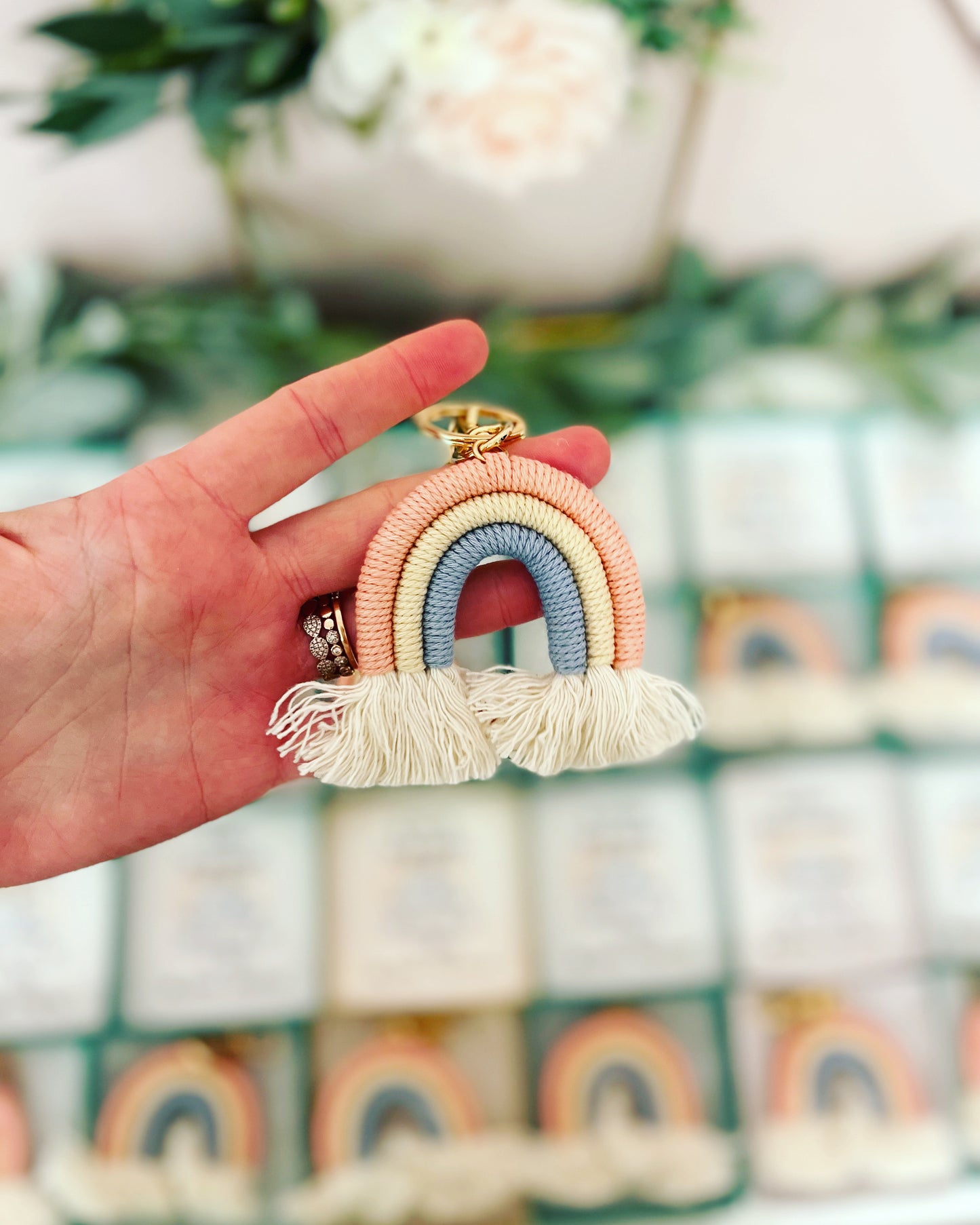 Back to School! Macrame Rainbow Keychain