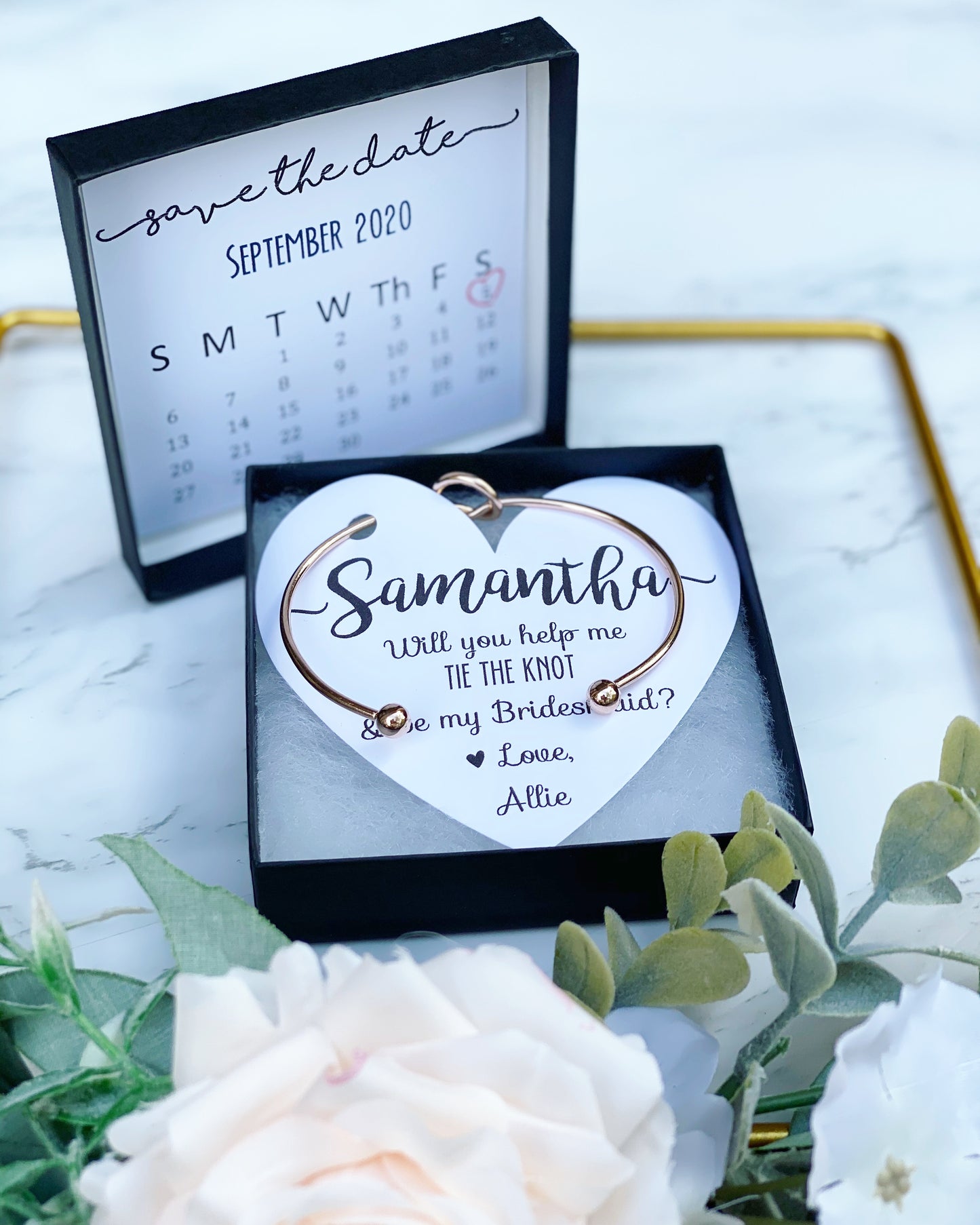 Save the Date Bridal Party Proposal Bangle & Card