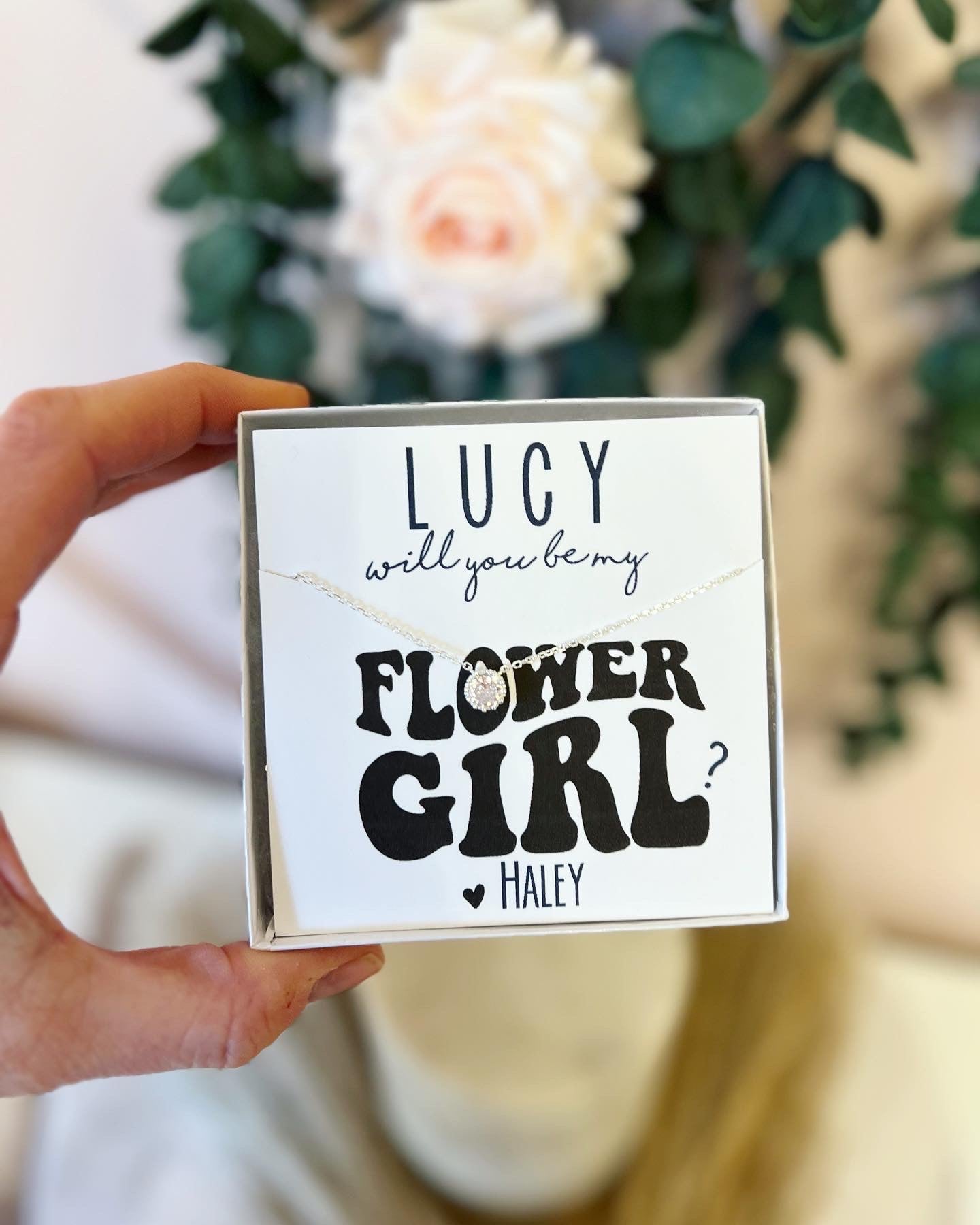 Flower Girl Thank You or Proposal Necklace! Dainty