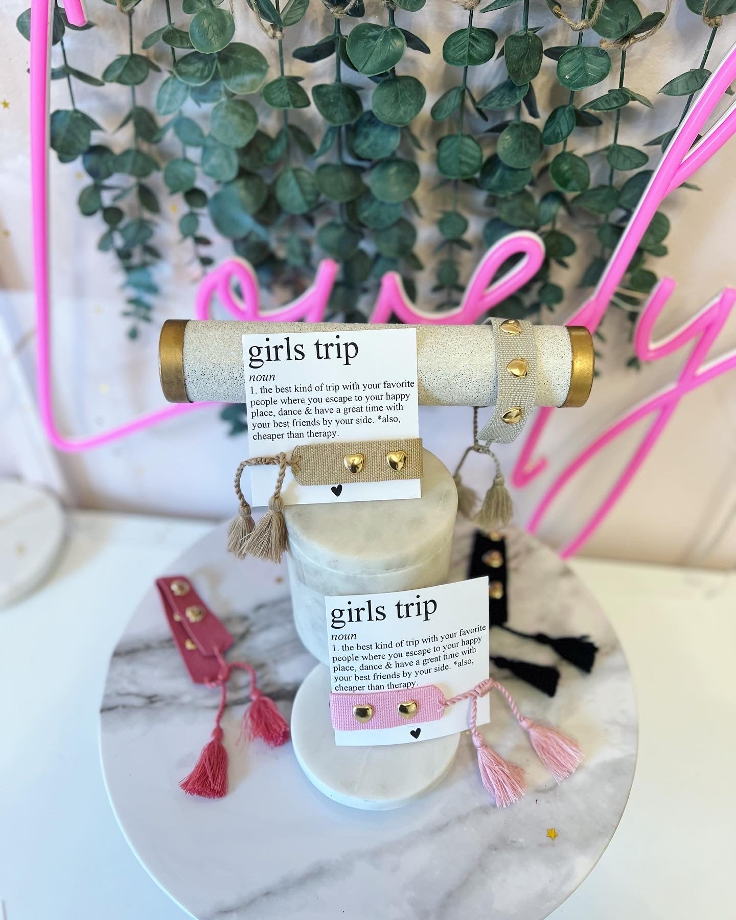 Girls Trip Tassel Gold Heart Bracelet