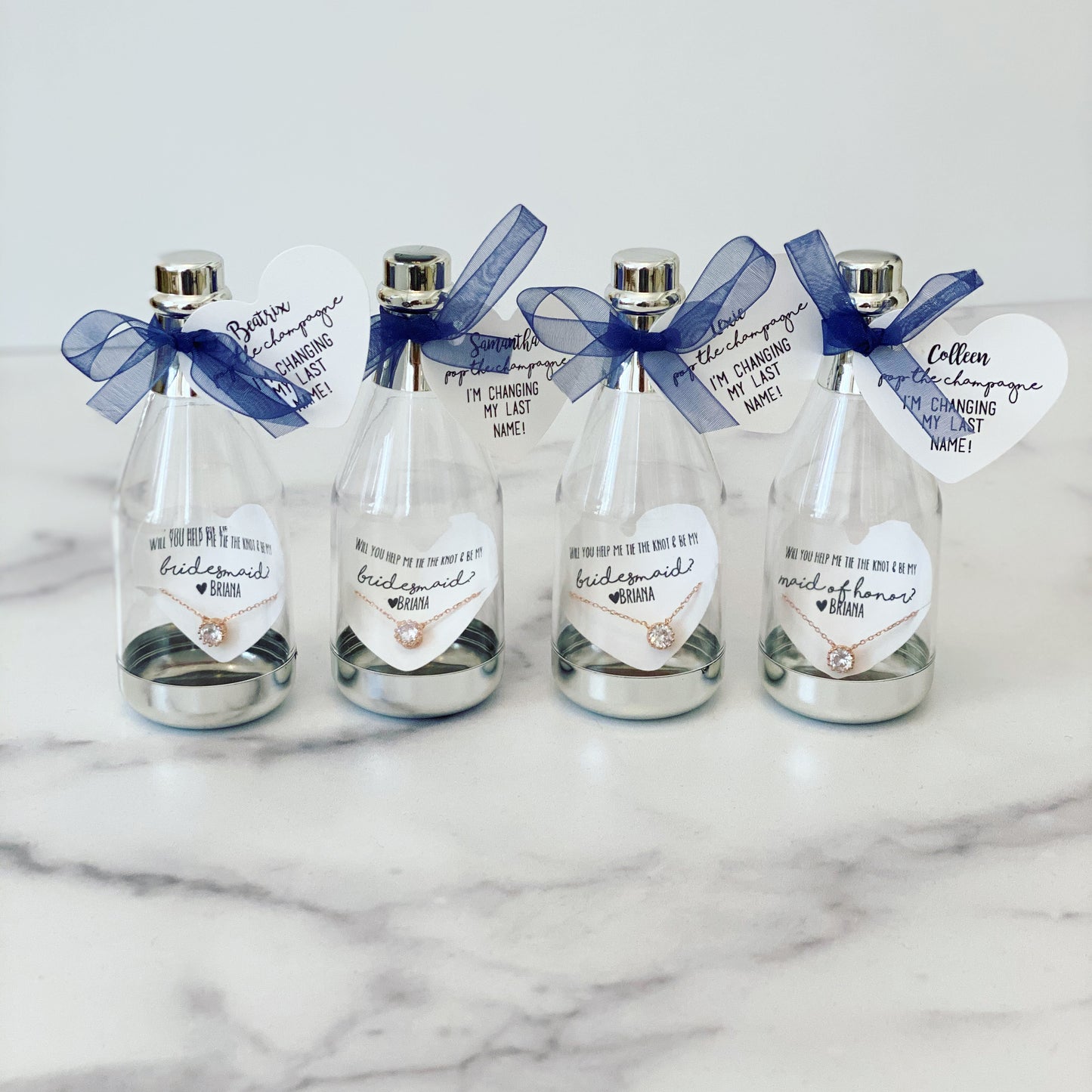 Pop the Champagne! Help Me Tie the Knot CZ Necklace