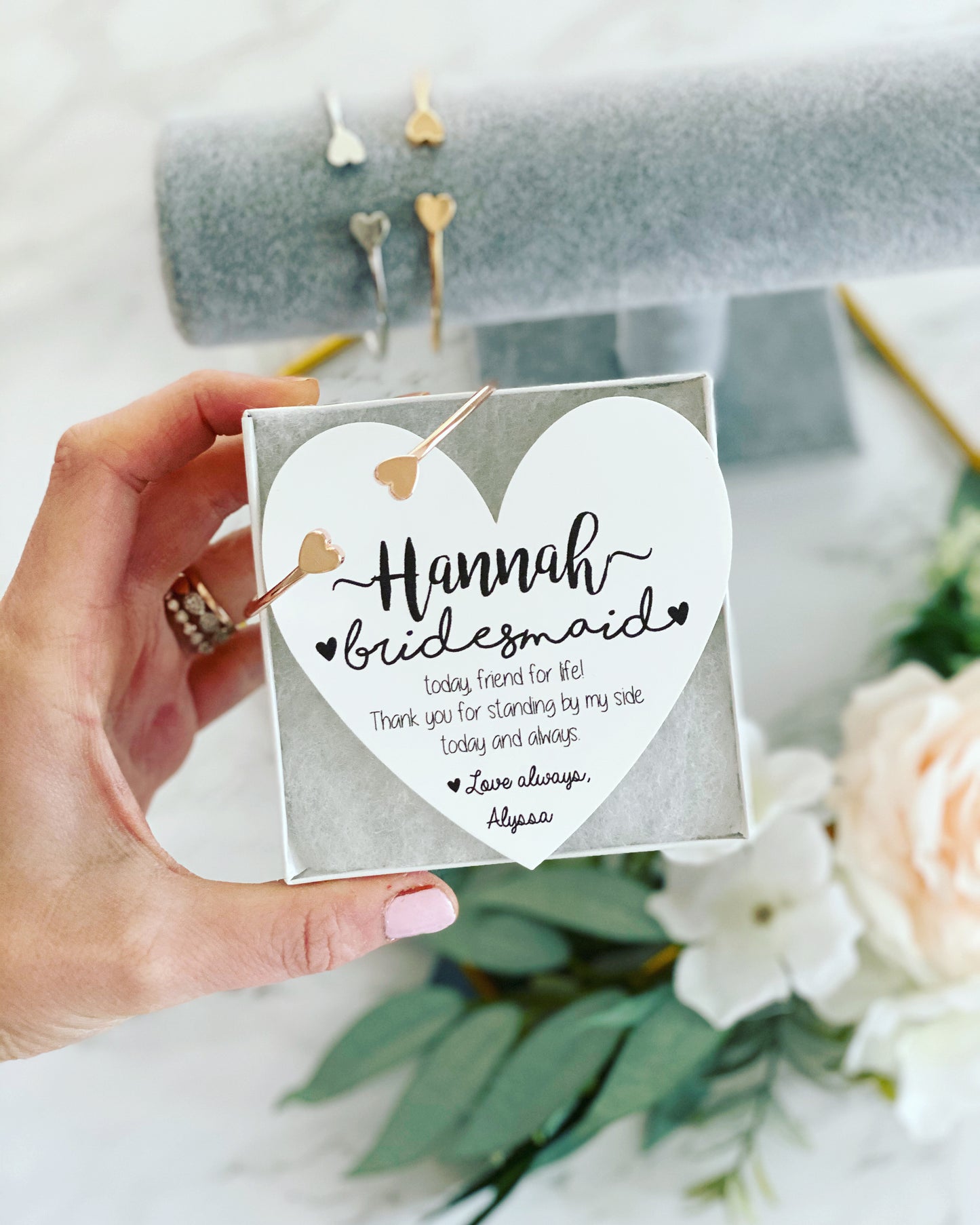 Heart Cuff Bangle Bridal Party Gift