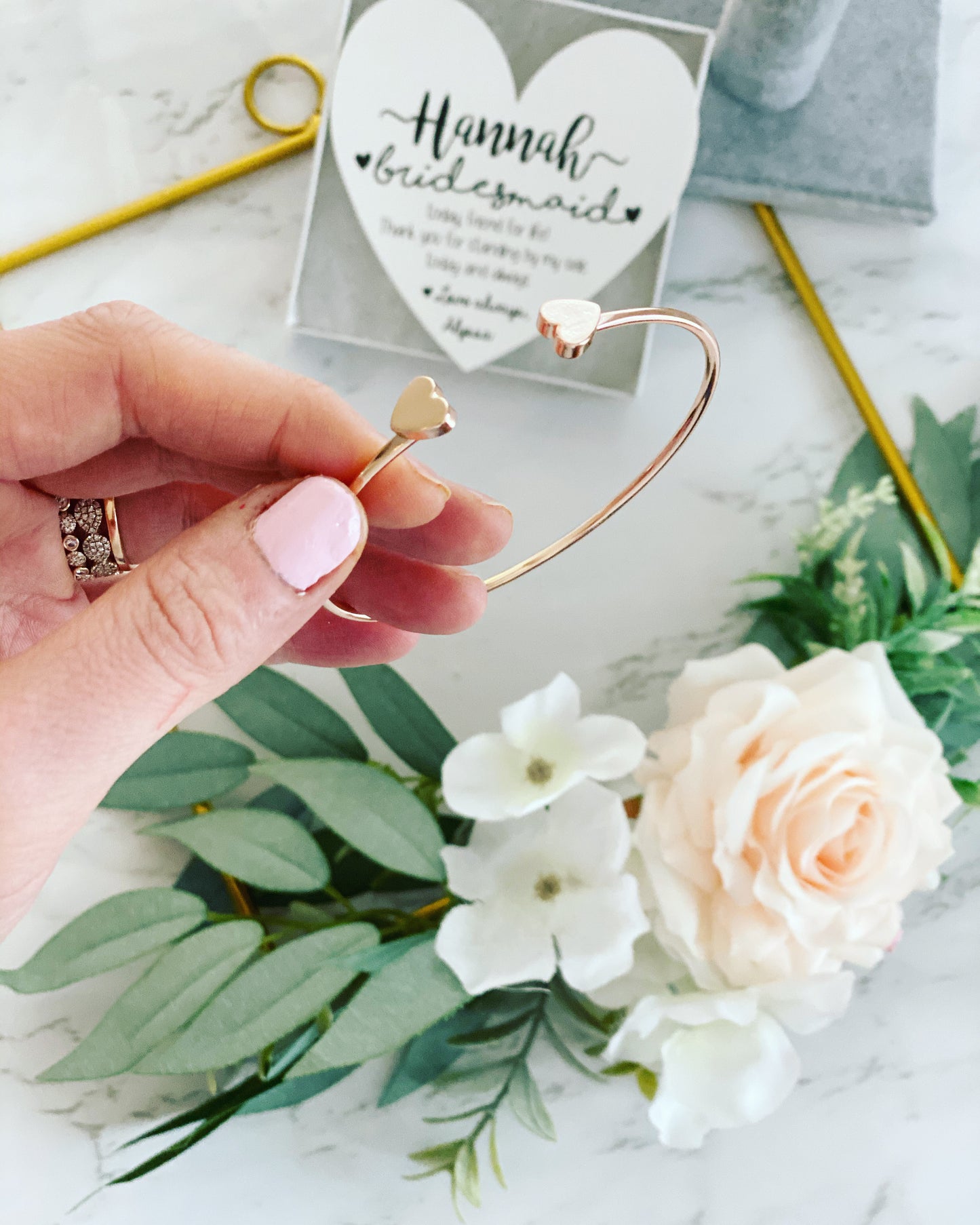 Heart Cuff Bangle Bridal Party Gift